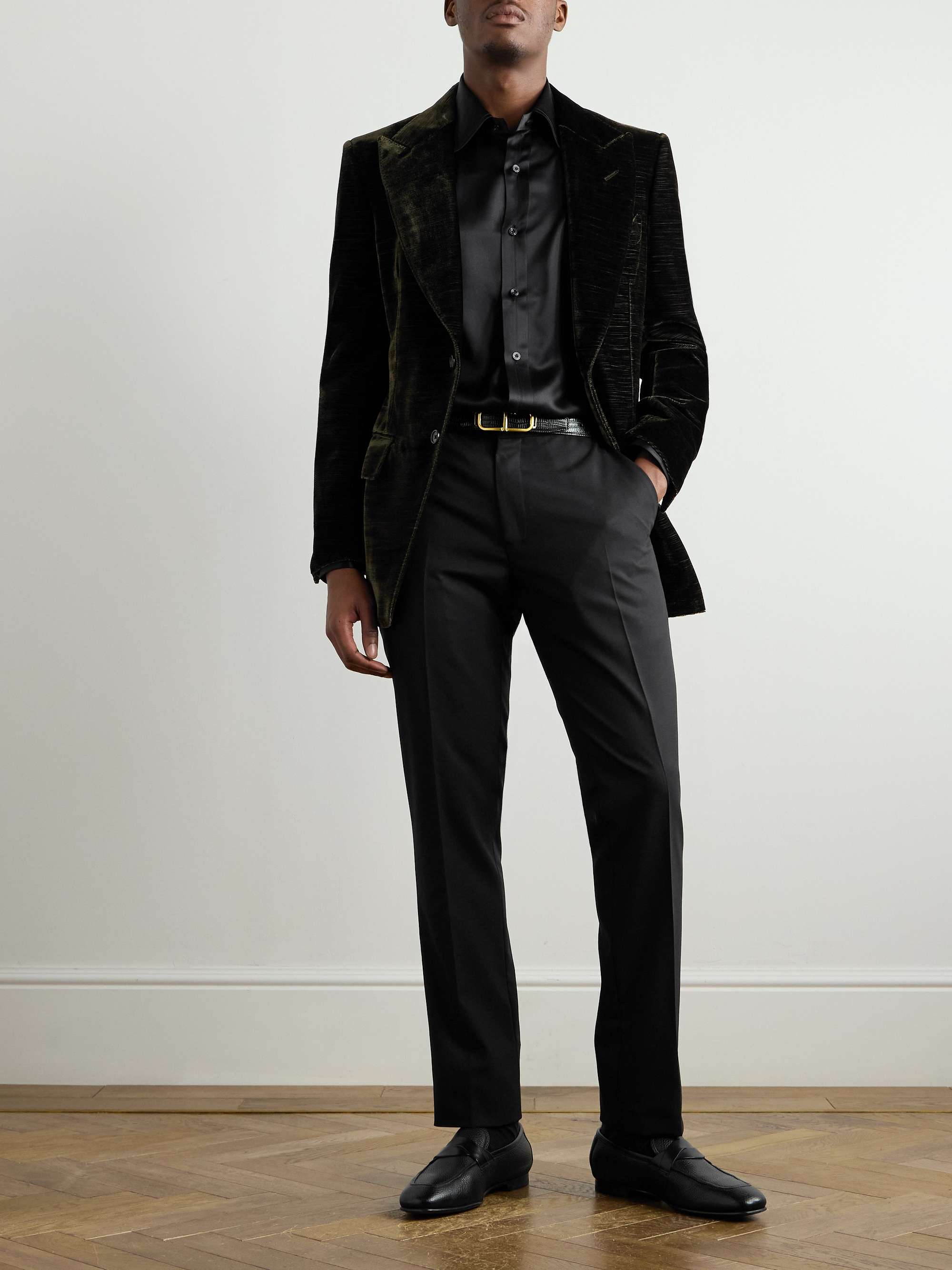 Slim-Fit Silk-Satin Shirt view