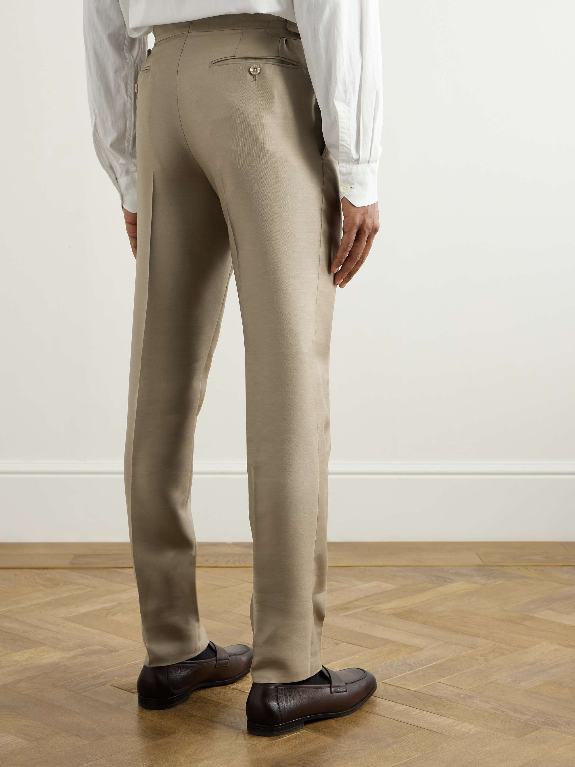 Straight-Leg Wool, Mohair and Silk-Blend Twill Suit Trousers view