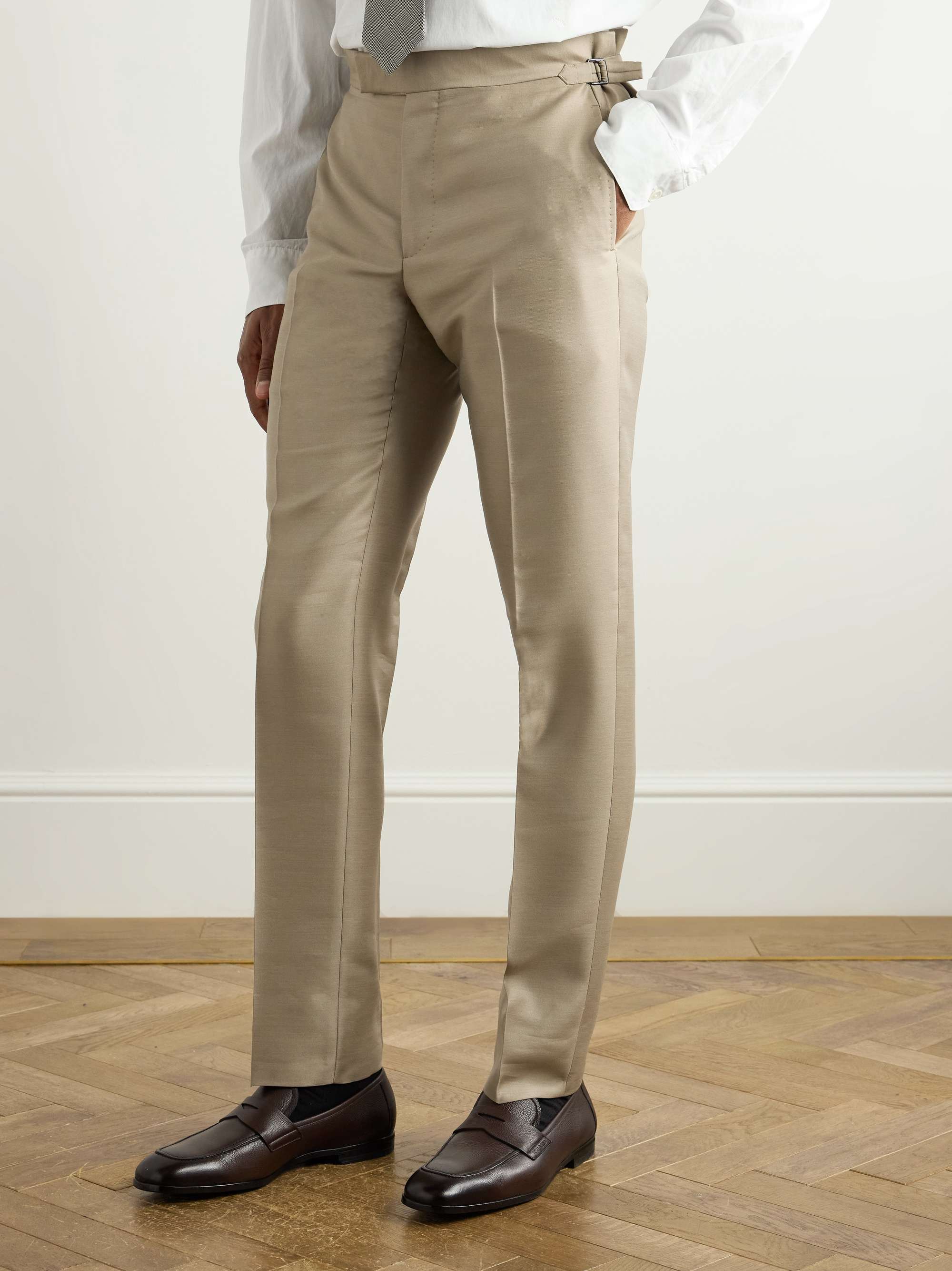Straight-Leg Wool, Mohair and Silk-Blend Twill Suit Trousers view