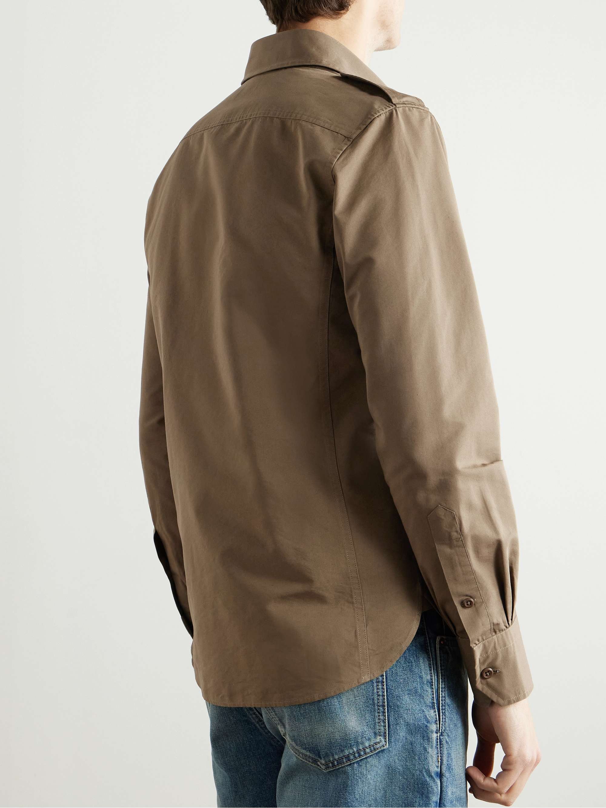 Cotton and Silk-Blend Poplin Shirt view
