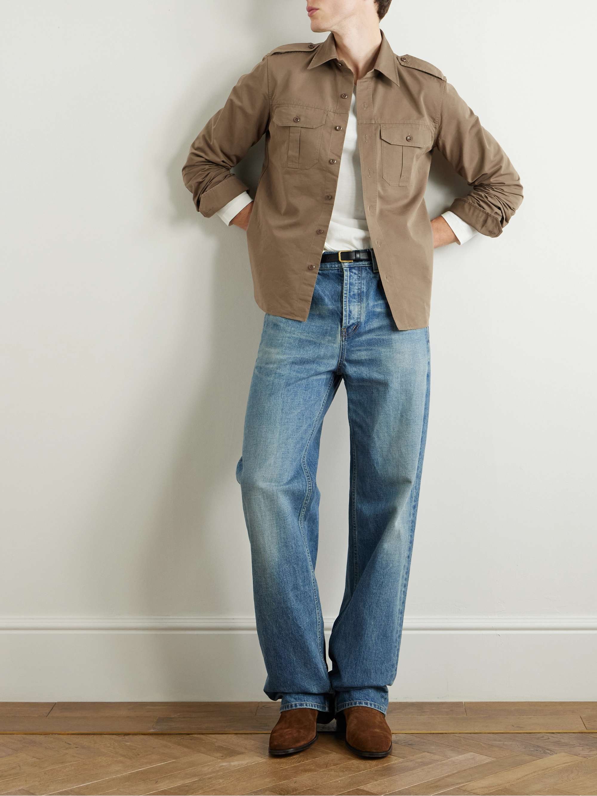 Cotton and Silk-Blend Poplin Shirt view