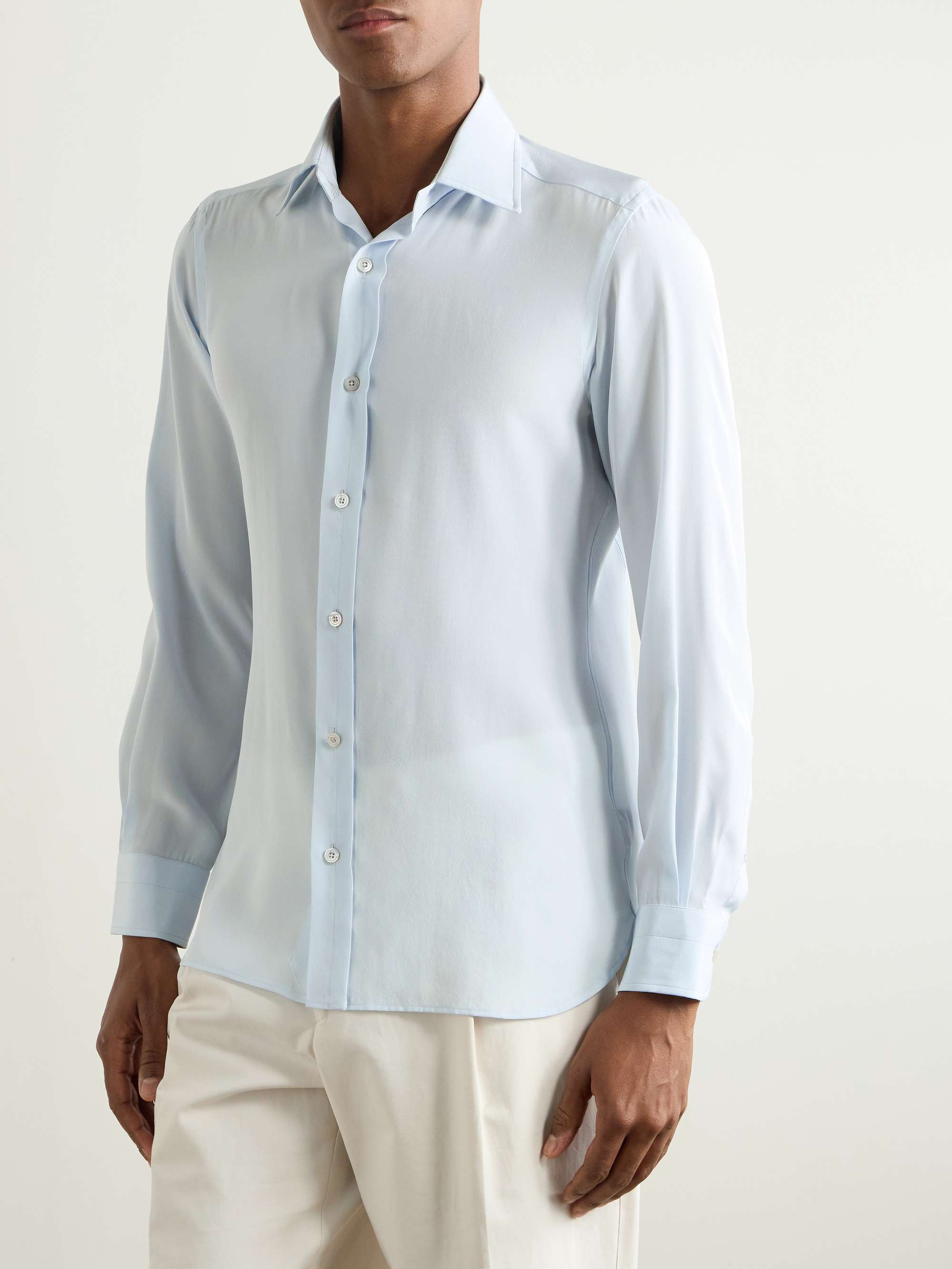 Slim-Fit Silk Crepe de Chine Shirt view