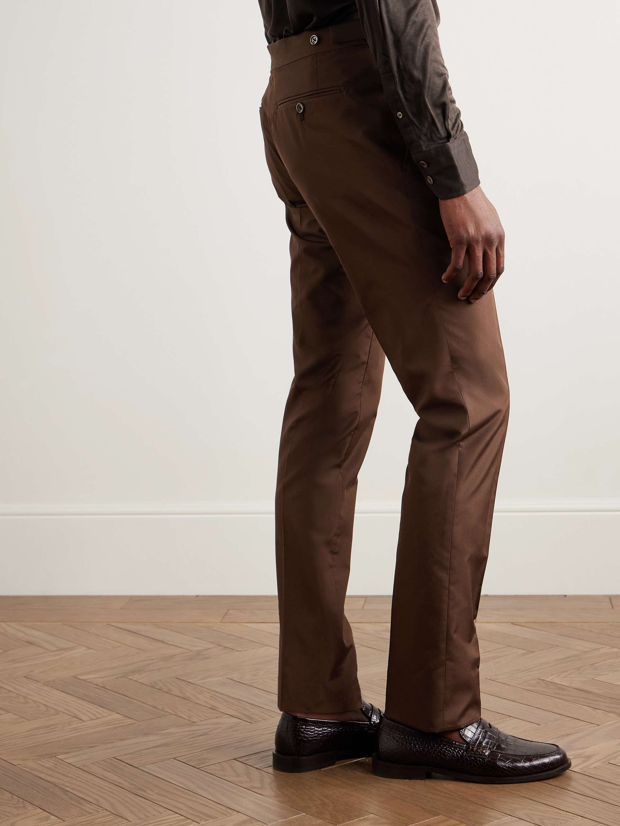 Slim-Fit Silk Trousers view