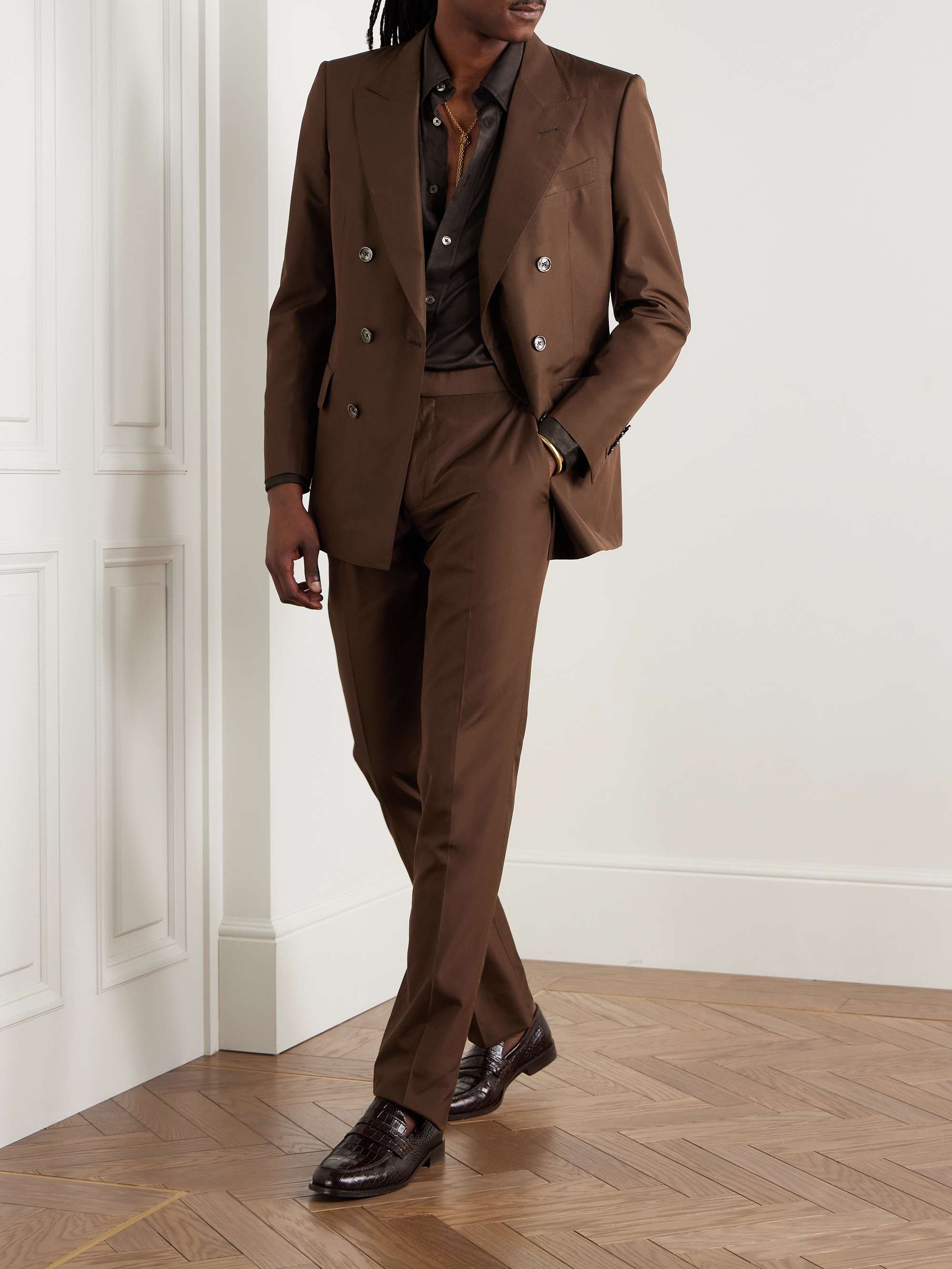 Slim-Fit Silk Trousers view
