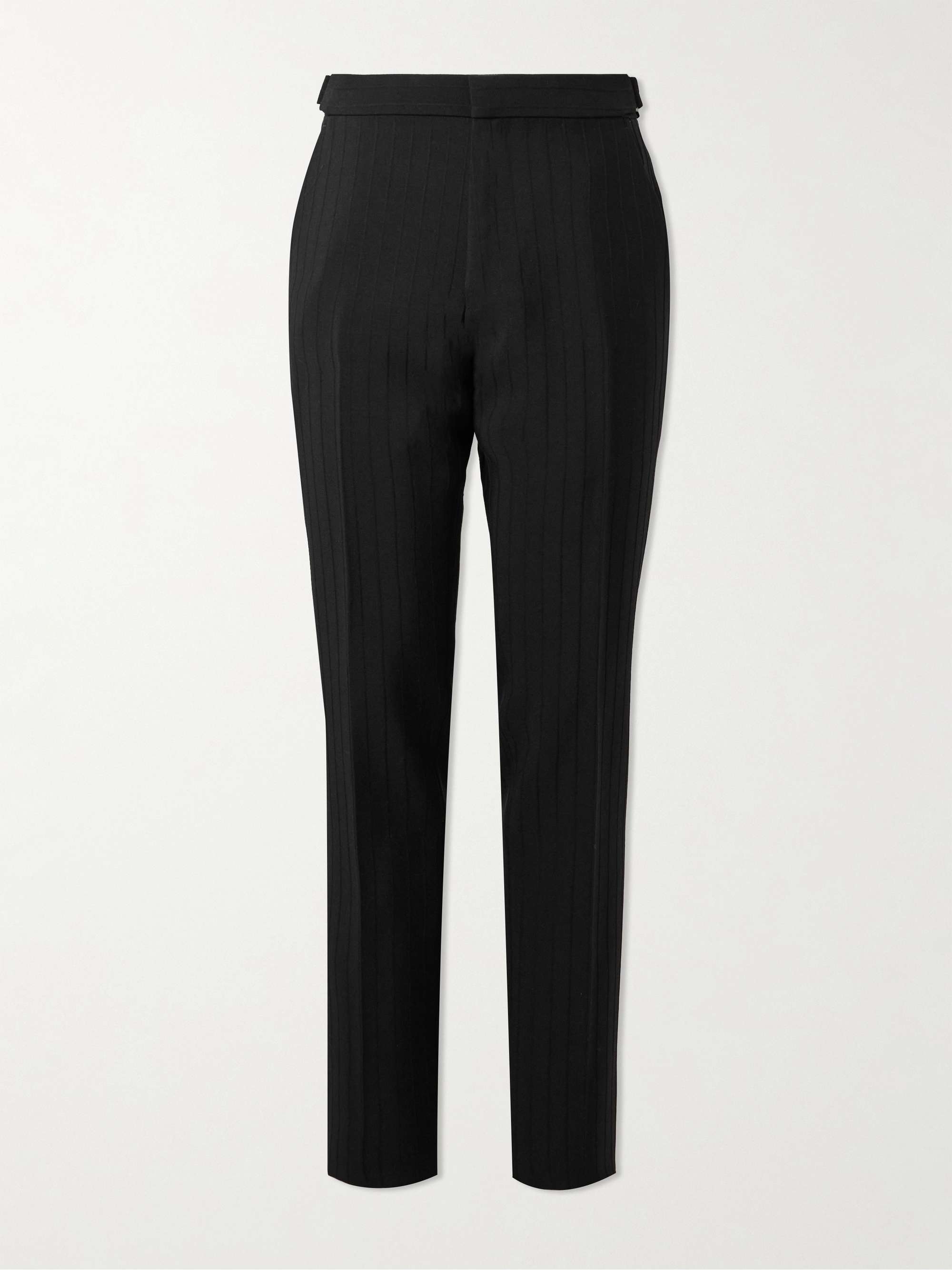 Straight-Leg Striped Mohair and Wool-Blend Trousers view