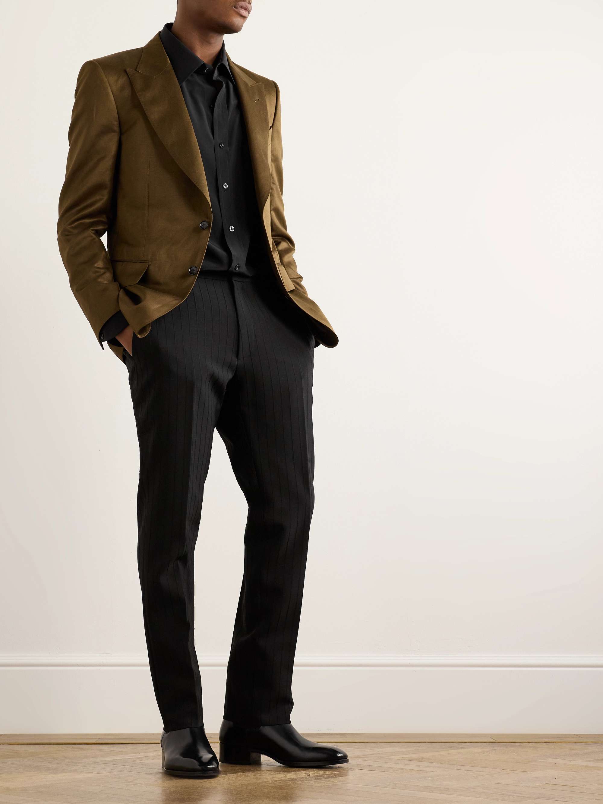 Straight-Leg Striped Mohair and Wool-Blend Trousers view