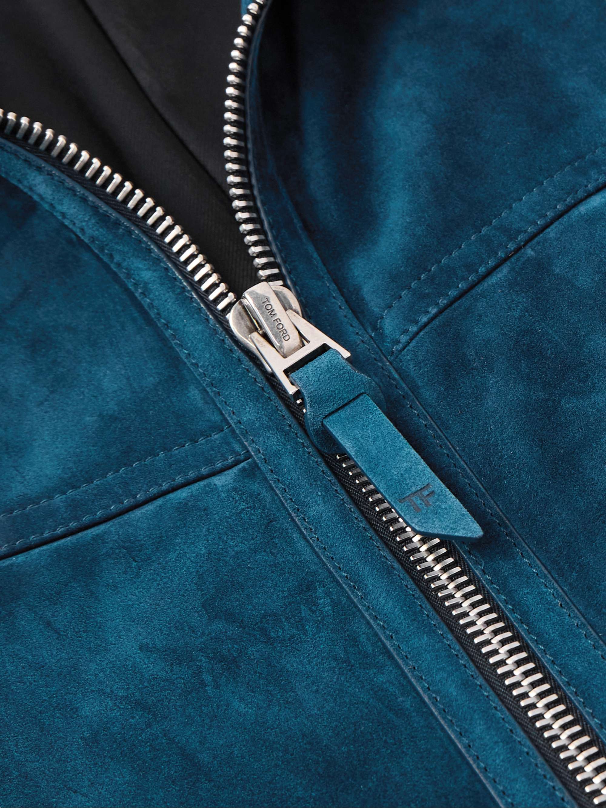 Slim-Fit Suede Bomber Jacket view