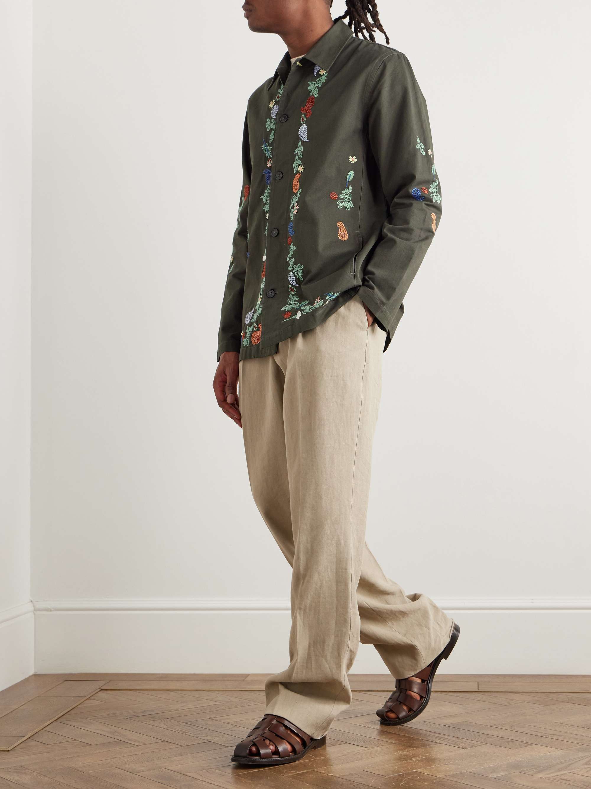 Embroidered Cotton-Twill Overshirt view