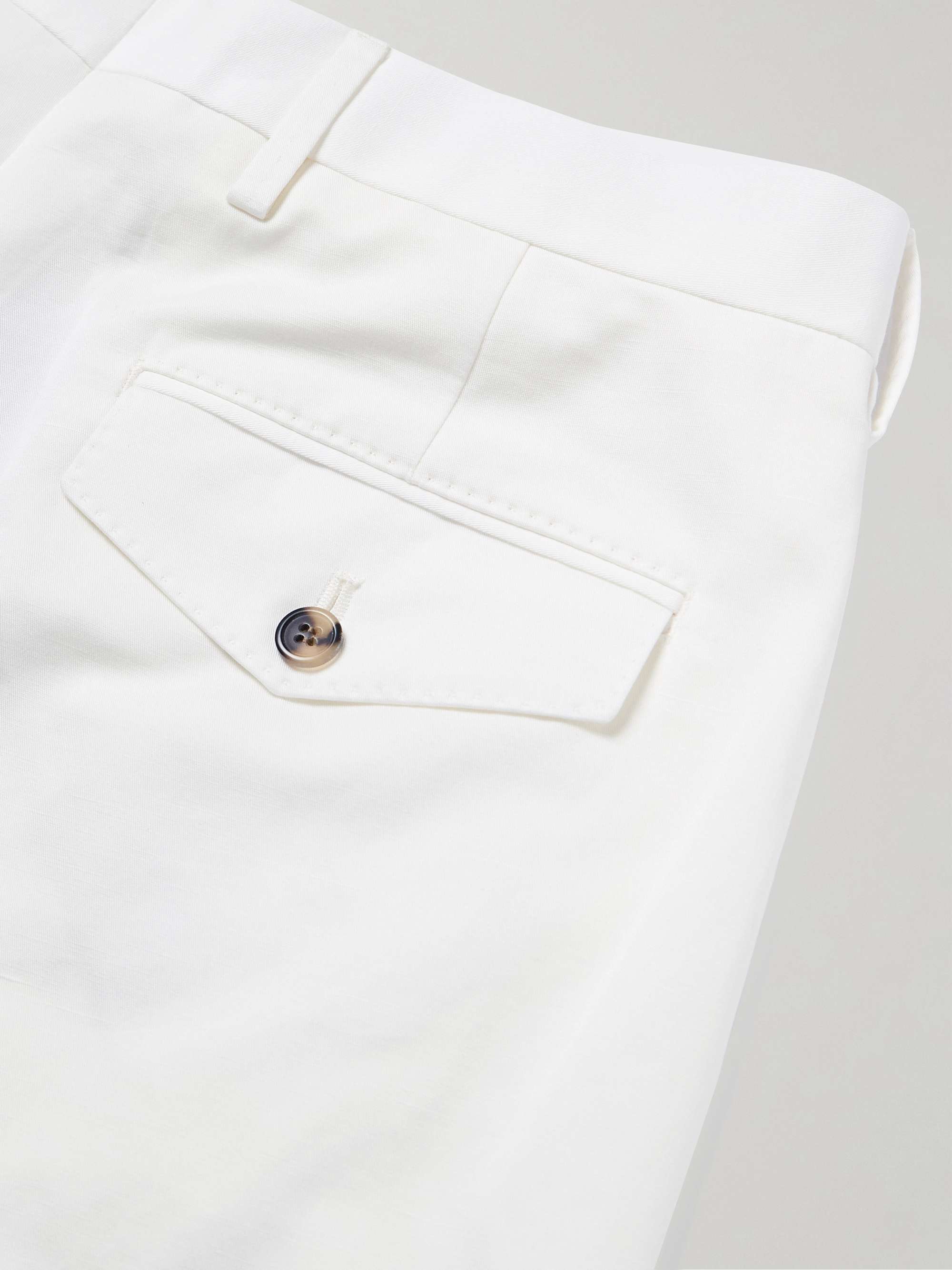 Straight-Leg Cotton and Linen-Blend Trousers view