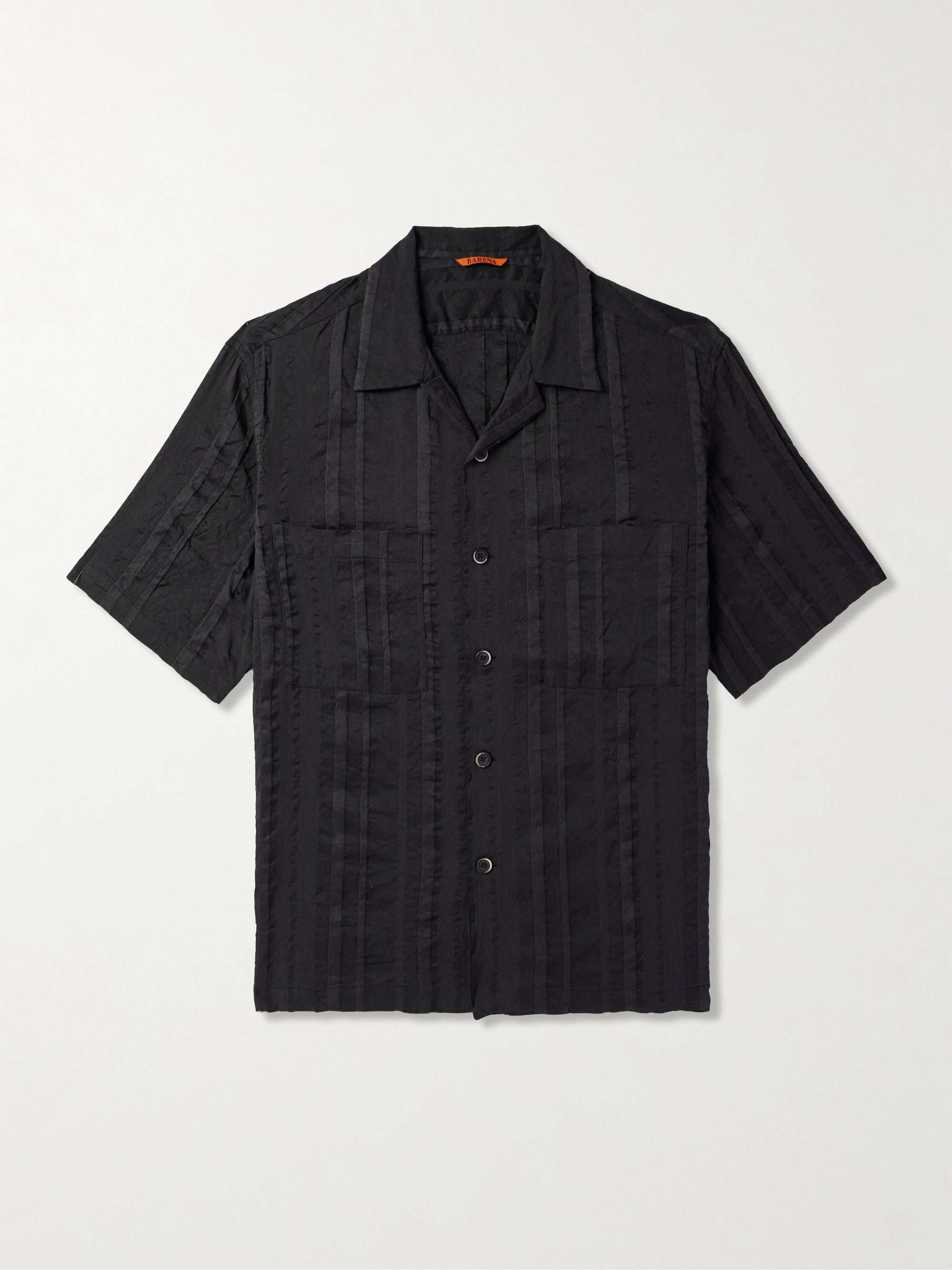 Solana Camp-Collar Striped Linen and Cotton-Blend Shirt view