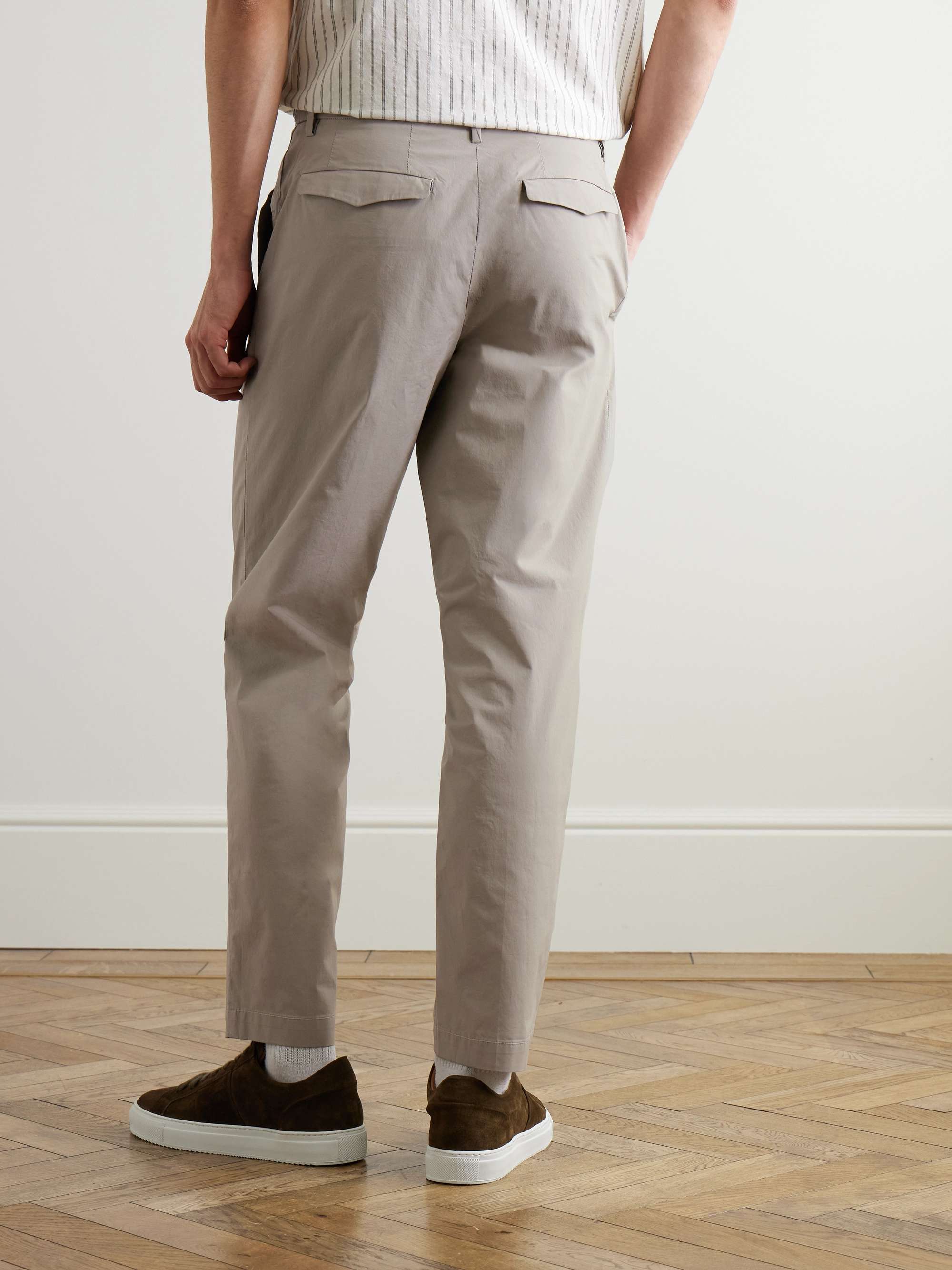 Masco Straight-Leg Pleated Cotton-Blend Trousers view