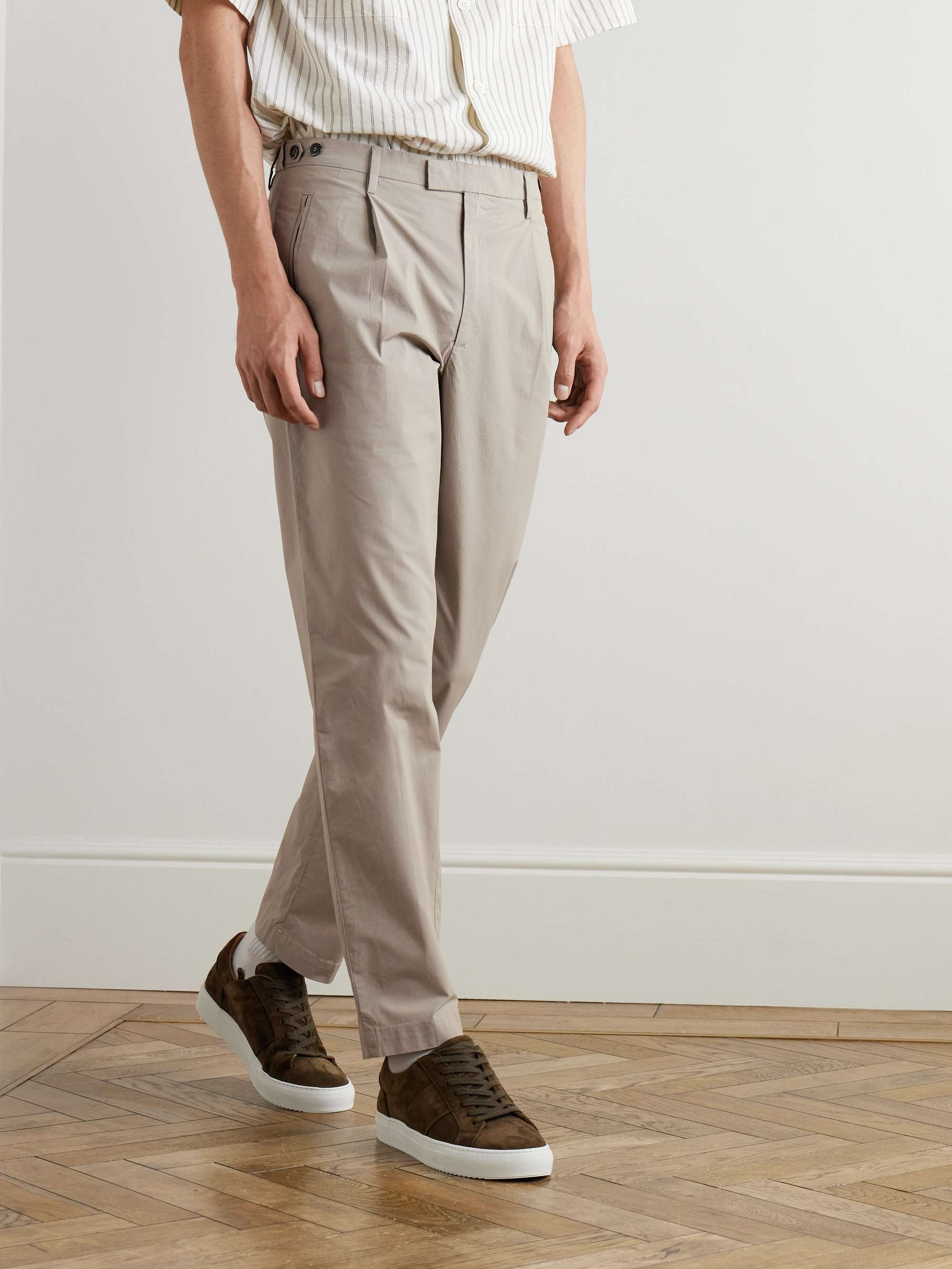 Masco Straight-Leg Pleated Cotton-Blend Trousers view
