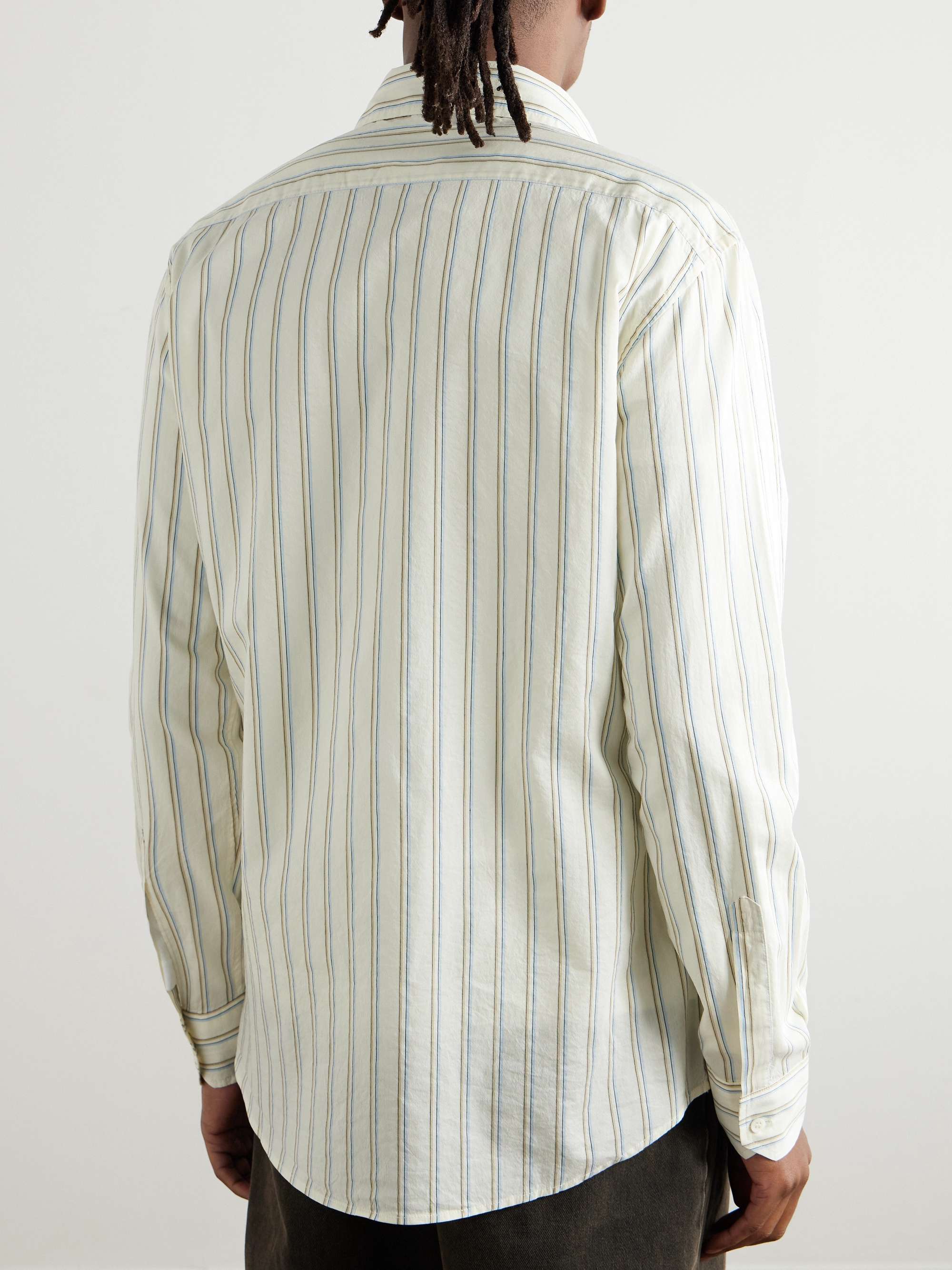 Surian Striped Cotton and Silk-Blend Poplin Shirt view
