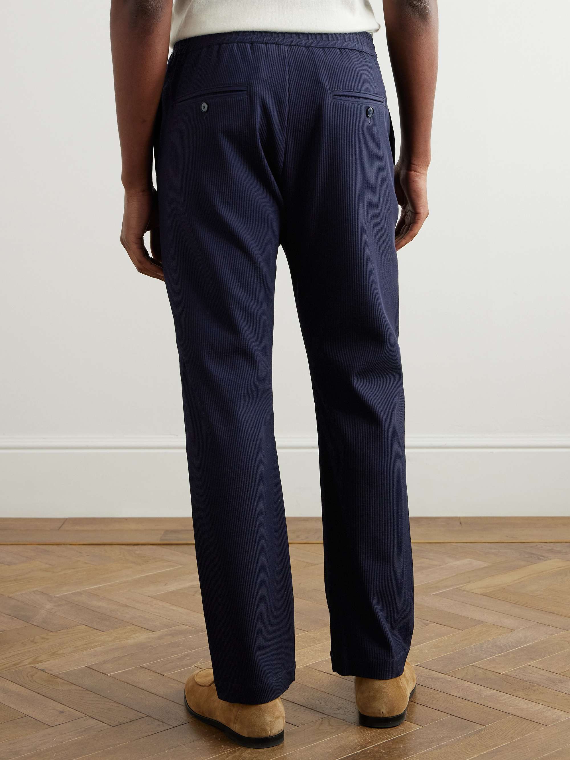 Riobarbo Straight-Leg Ribbed Virgin Wool-Blend Jersey Suit Trousers view