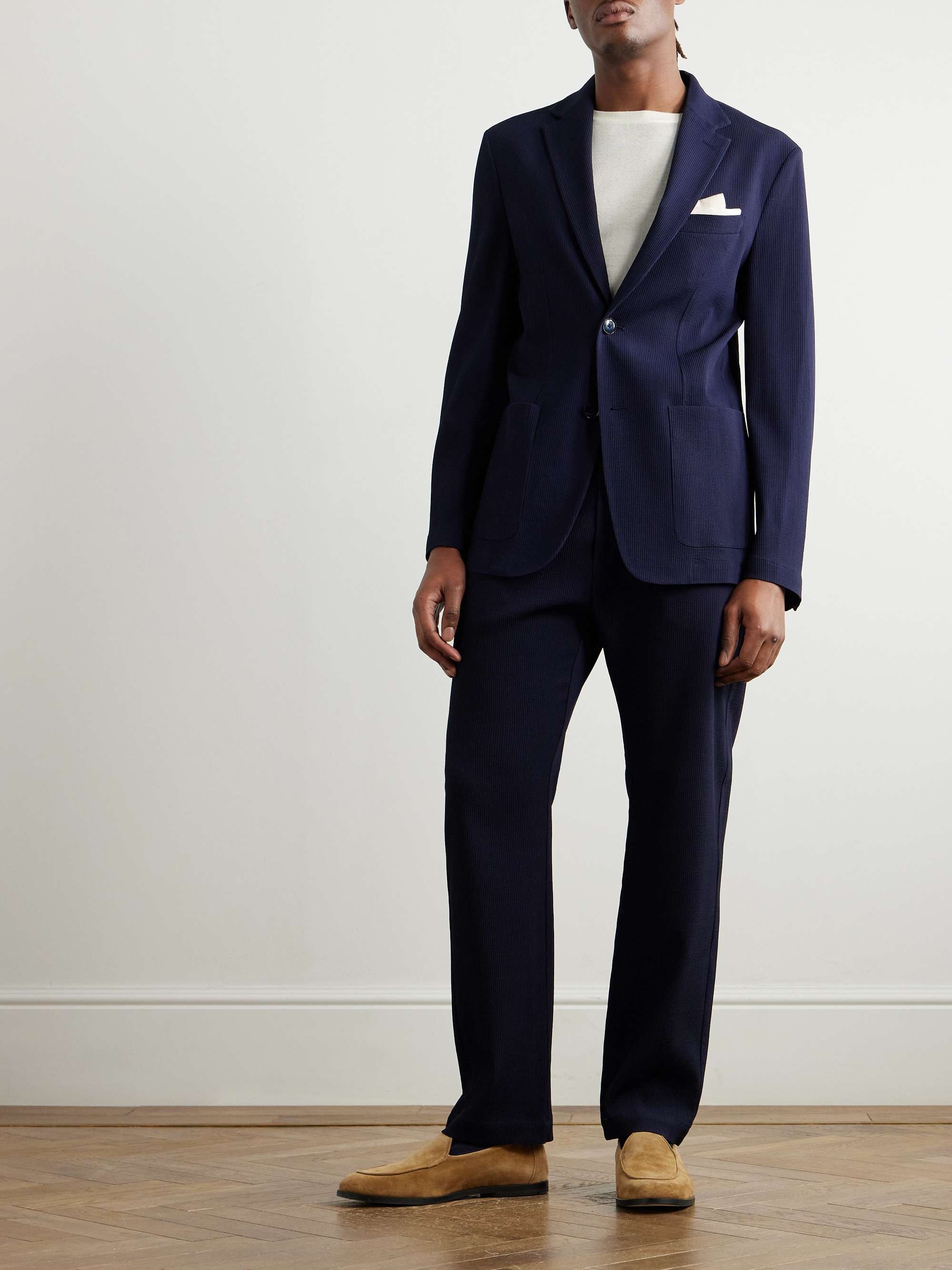 Riobarbo Straight-Leg Ribbed Virgin Wool-Blend Jersey Suit Trousers view