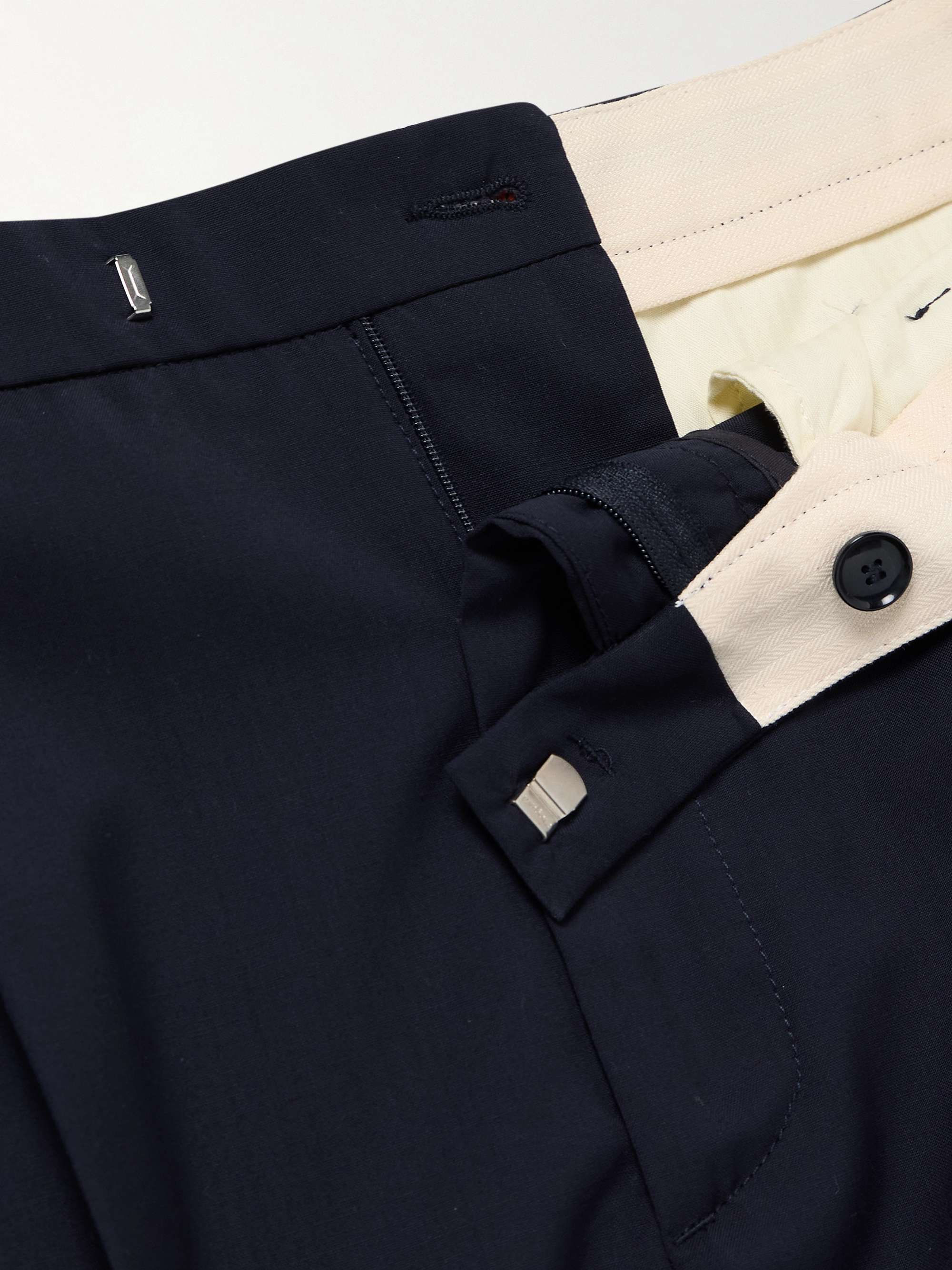 Tapered Pleated Virgin Wool Suit Trousers view