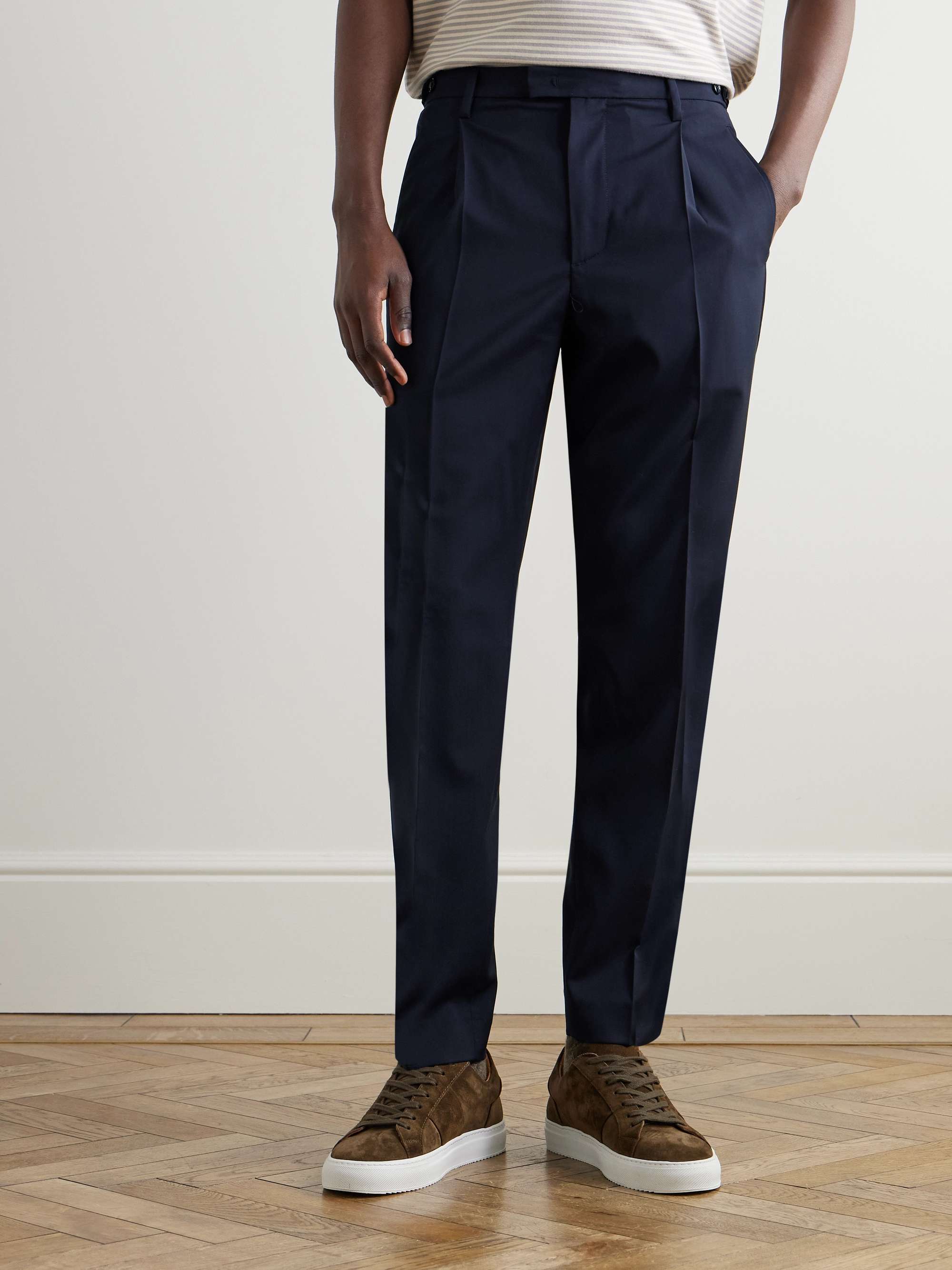 Tapered Pleated Virgin Wool Suit Trousers view