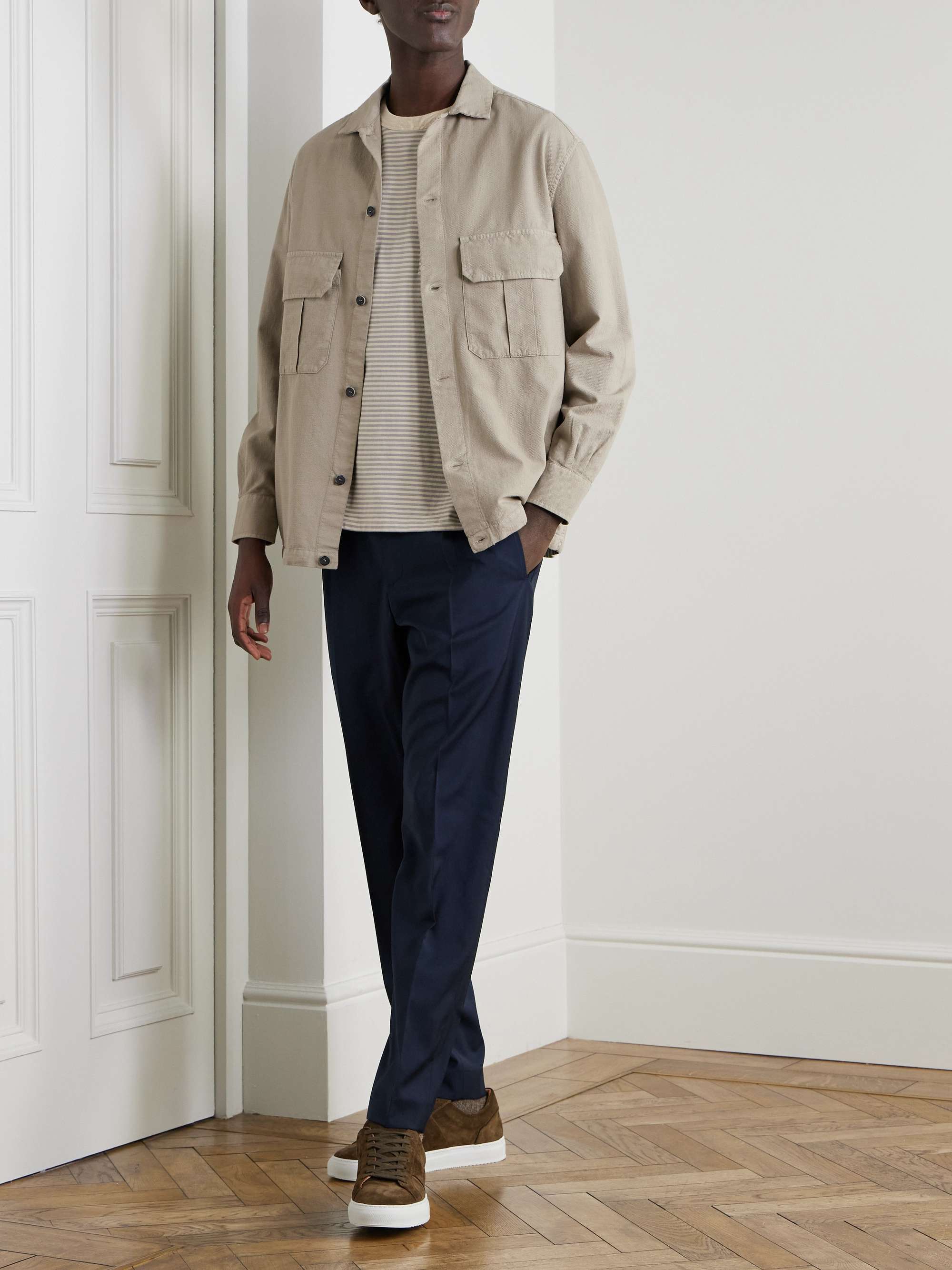 Tapered Pleated Virgin Wool Suit Trousers view