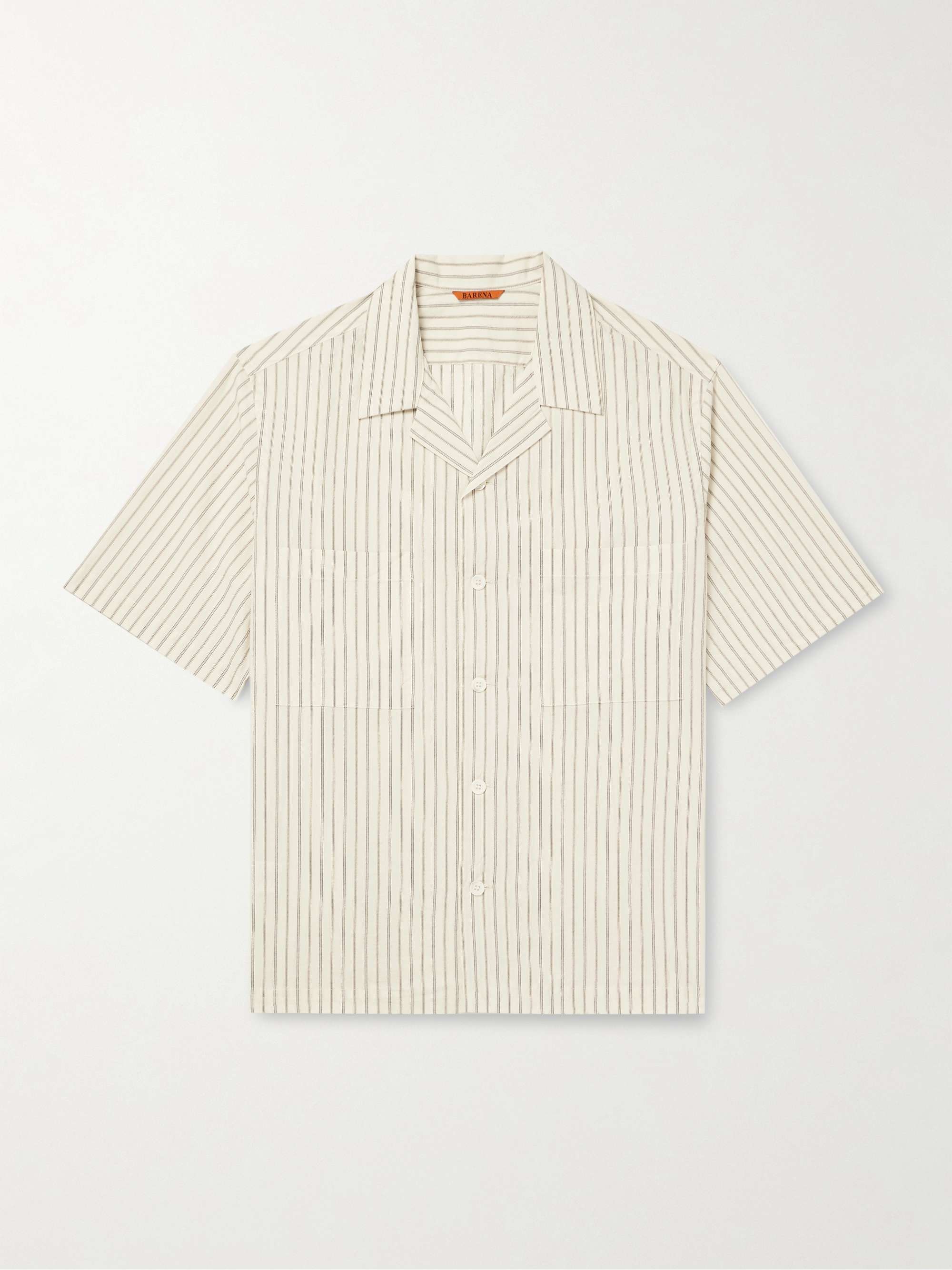 Solana Camp-Collar Striped Cotton Shirt view