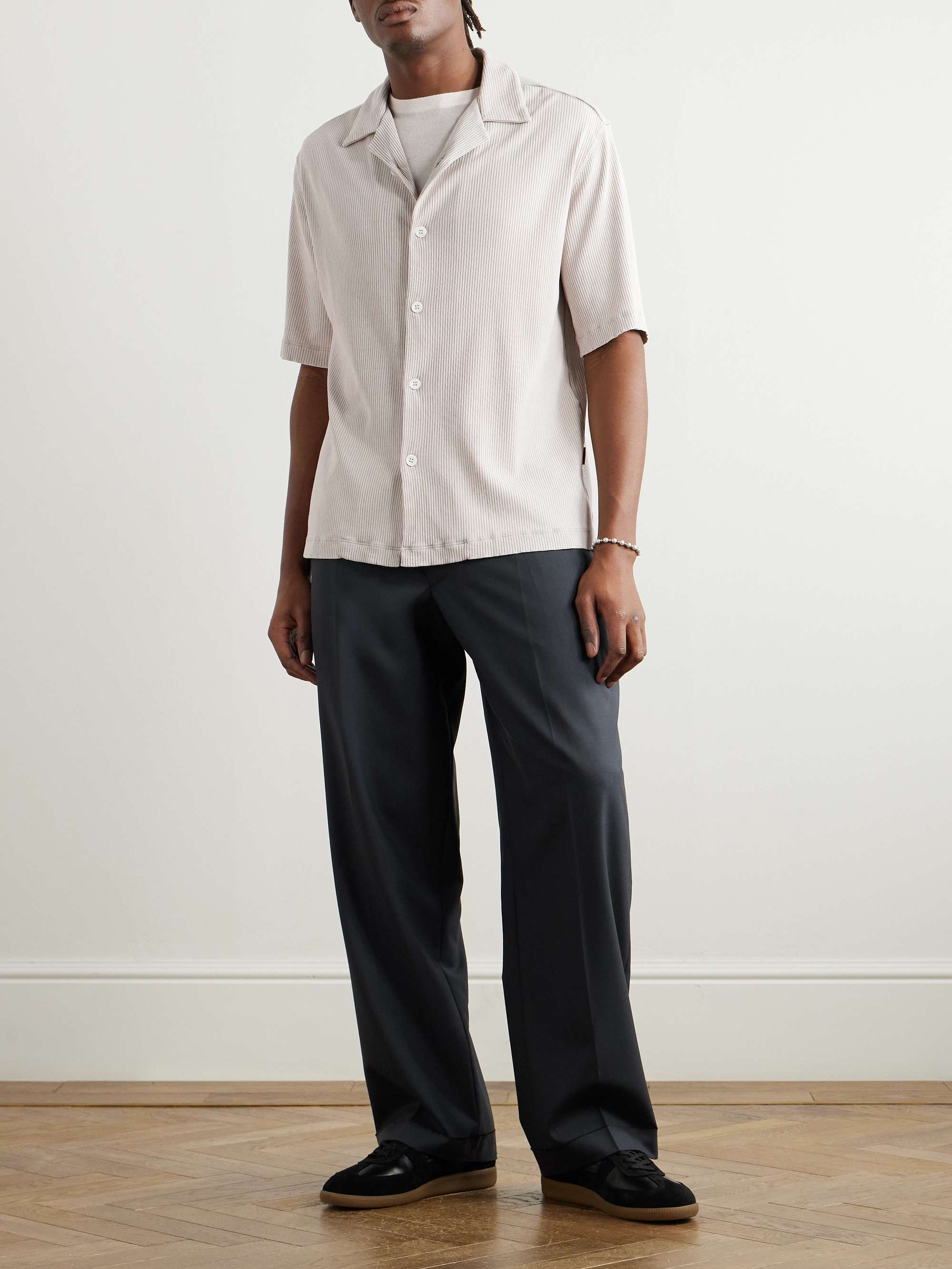Solana Ribbed Cotton and Linen-Blend Shirt view