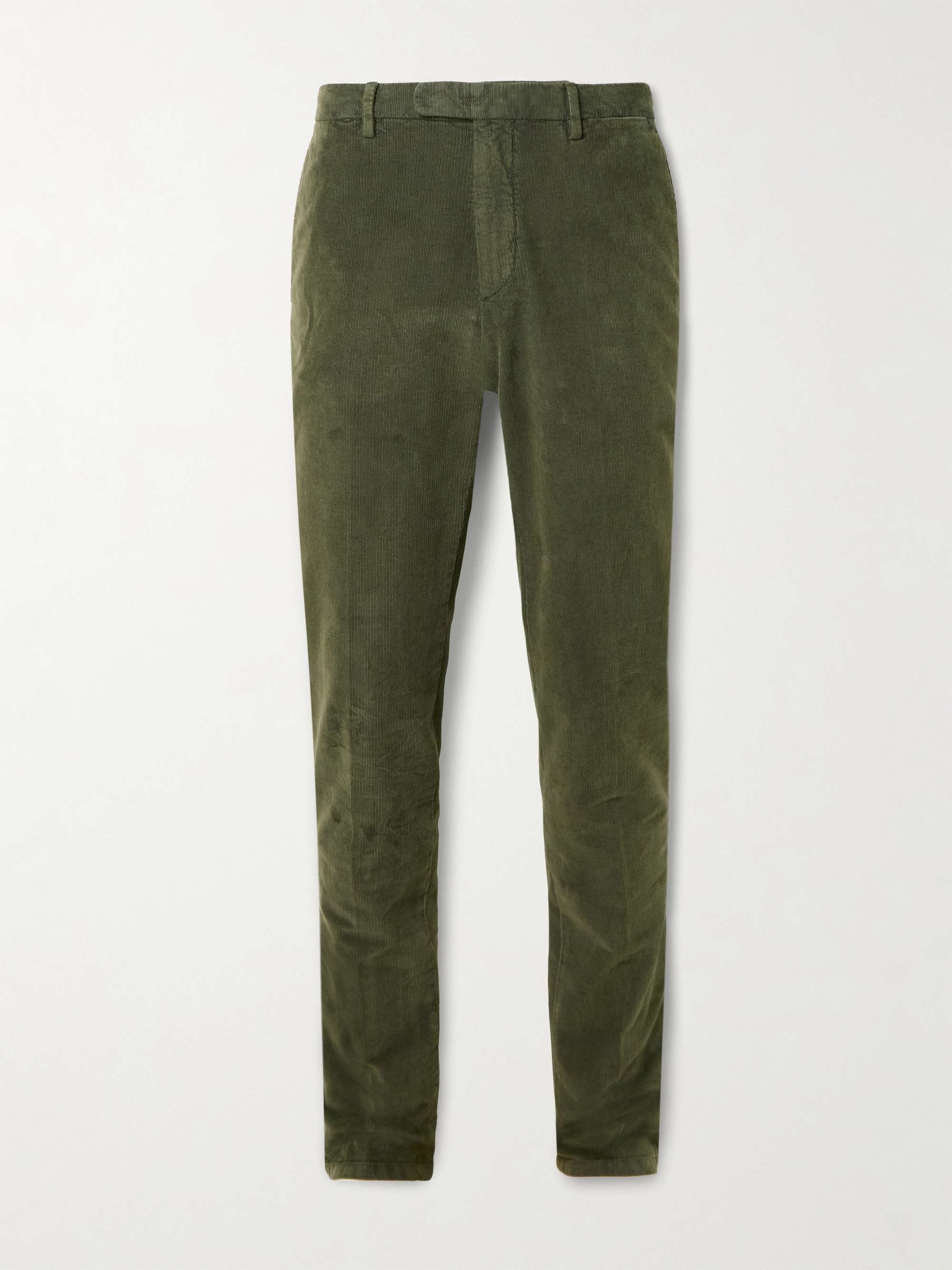 Slim-Fit Pleated Garment-Dyed Cotton-Blend Corduroy Suit Trousers view