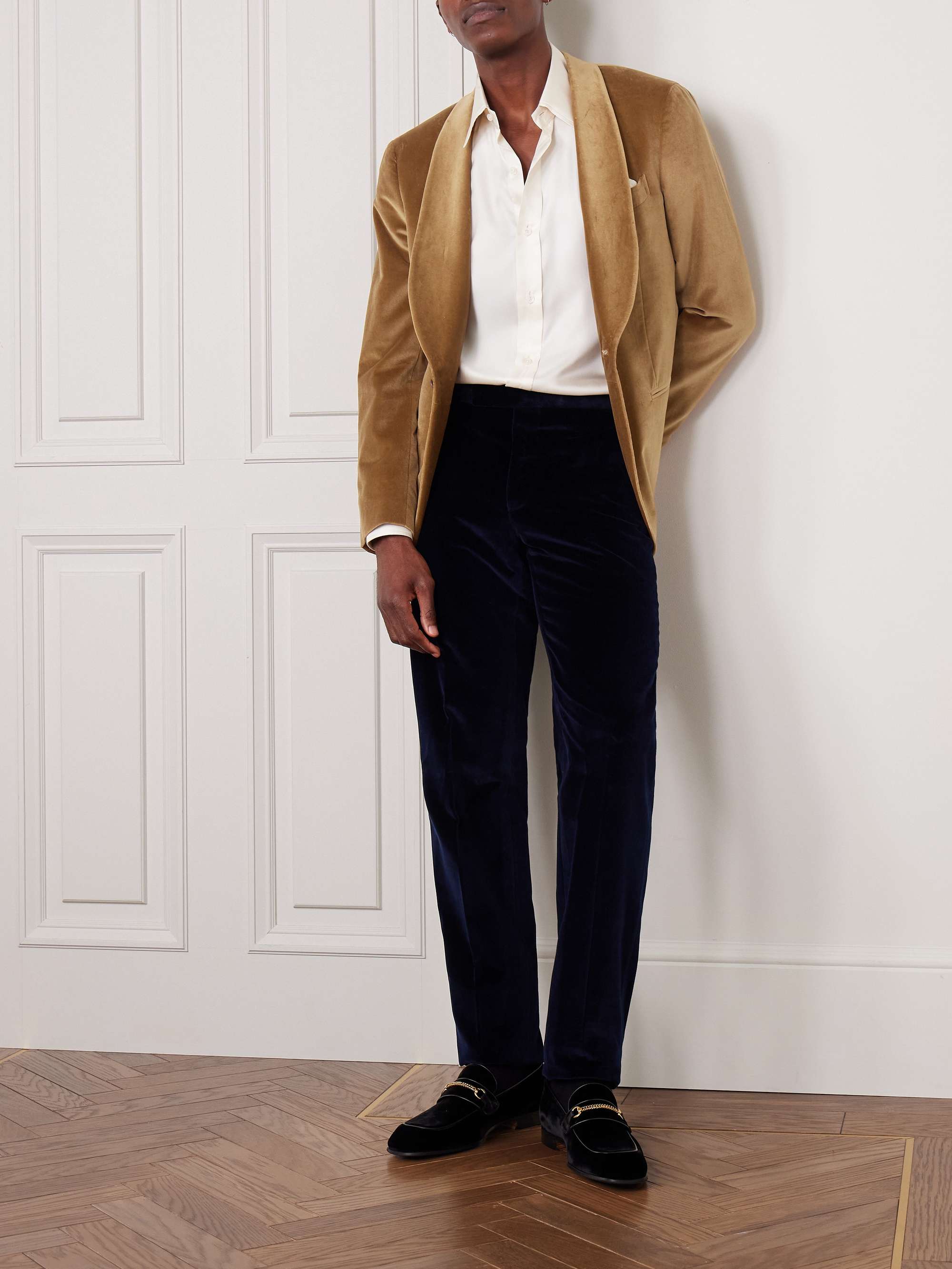 Slim-Fit Shawl-Lapel Cotton-Velvet Tuxedo Jacket view