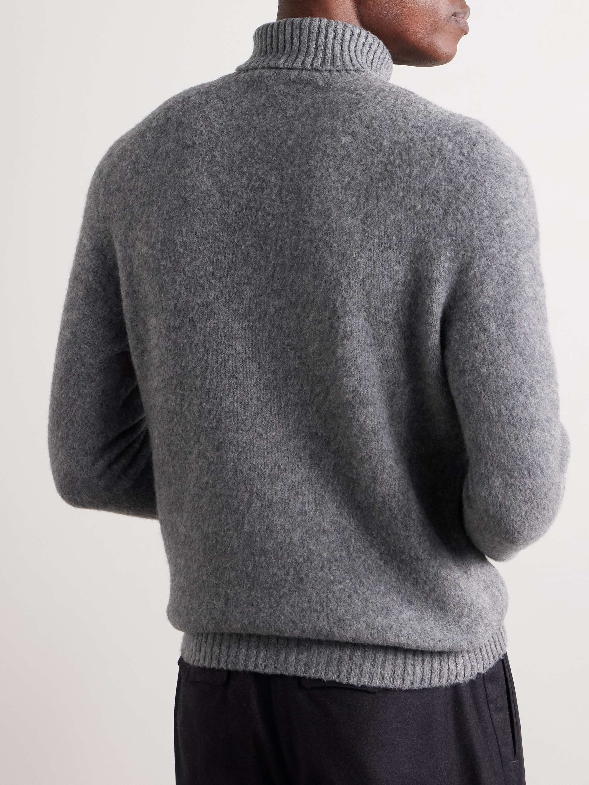 Brushed Wool and Cashmere-Blend Rollneck Sweater view