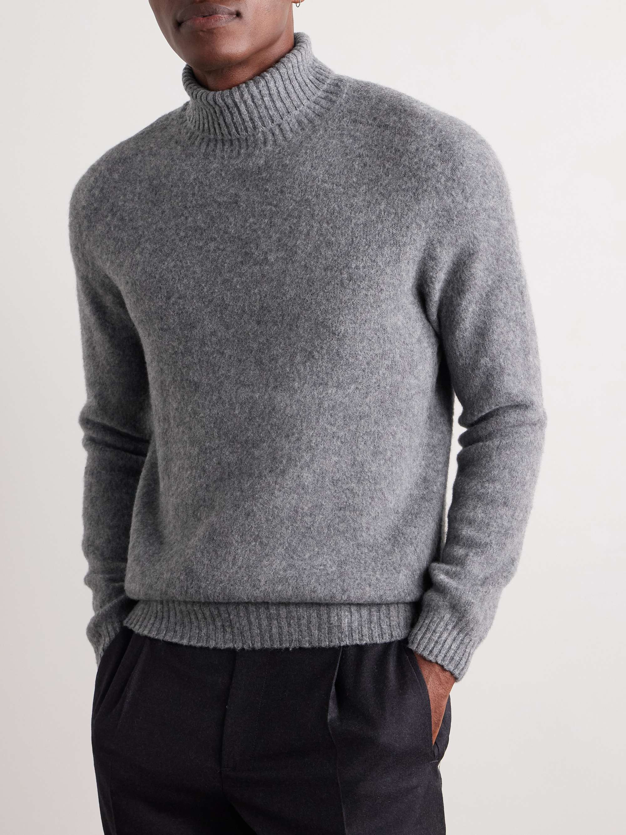 Brushed Wool and Cashmere-Blend Rollneck Sweater view