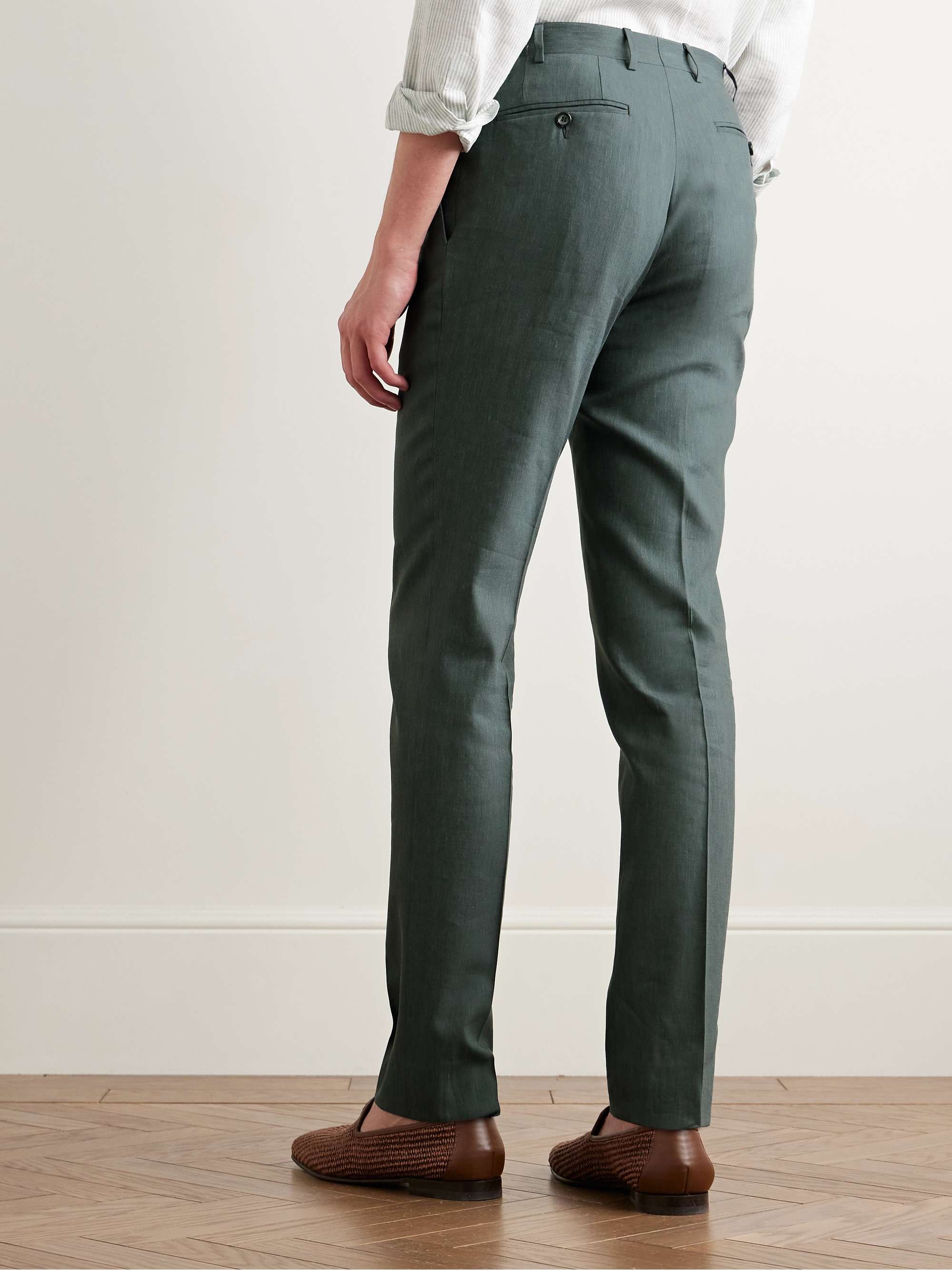 Slim-Fit Linen and Wool-Blend Suit Trousers view