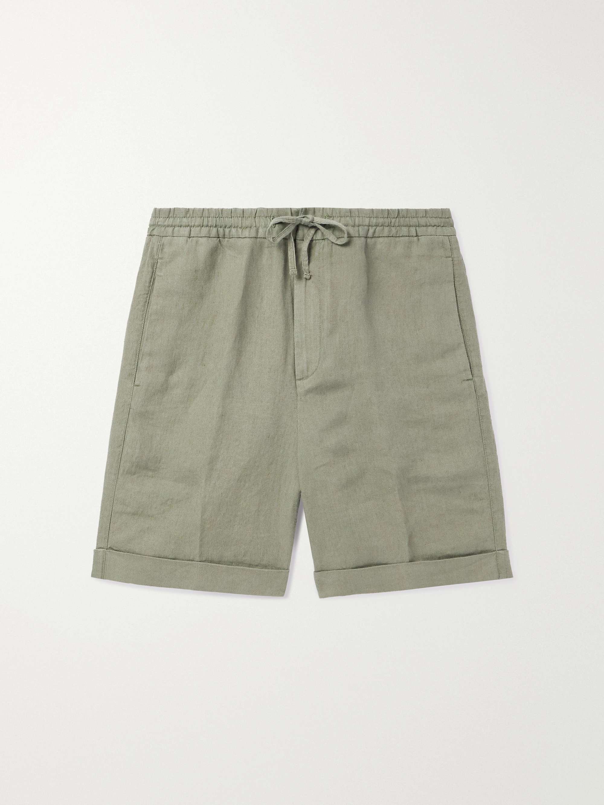 Straight-Leg Linen Drawstring Shorts view