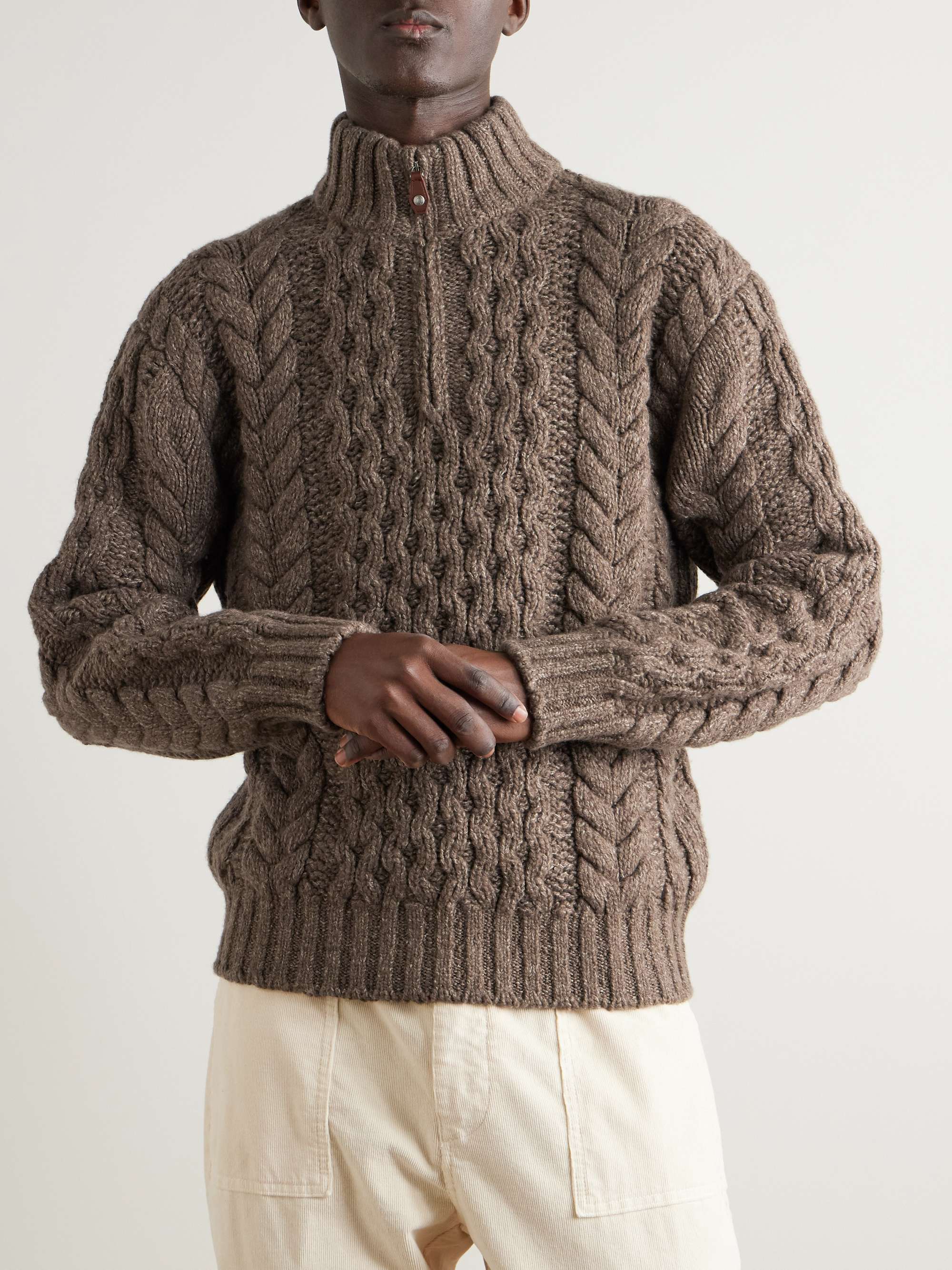 Cable-Knit Cashmere Half-Zip Sweater view