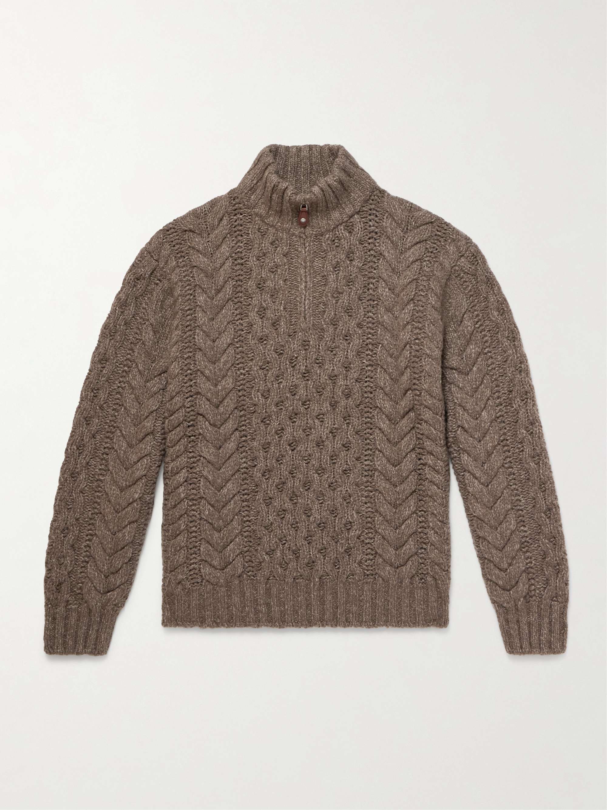 Cable-Knit Cashmere Half-Zip Sweater view