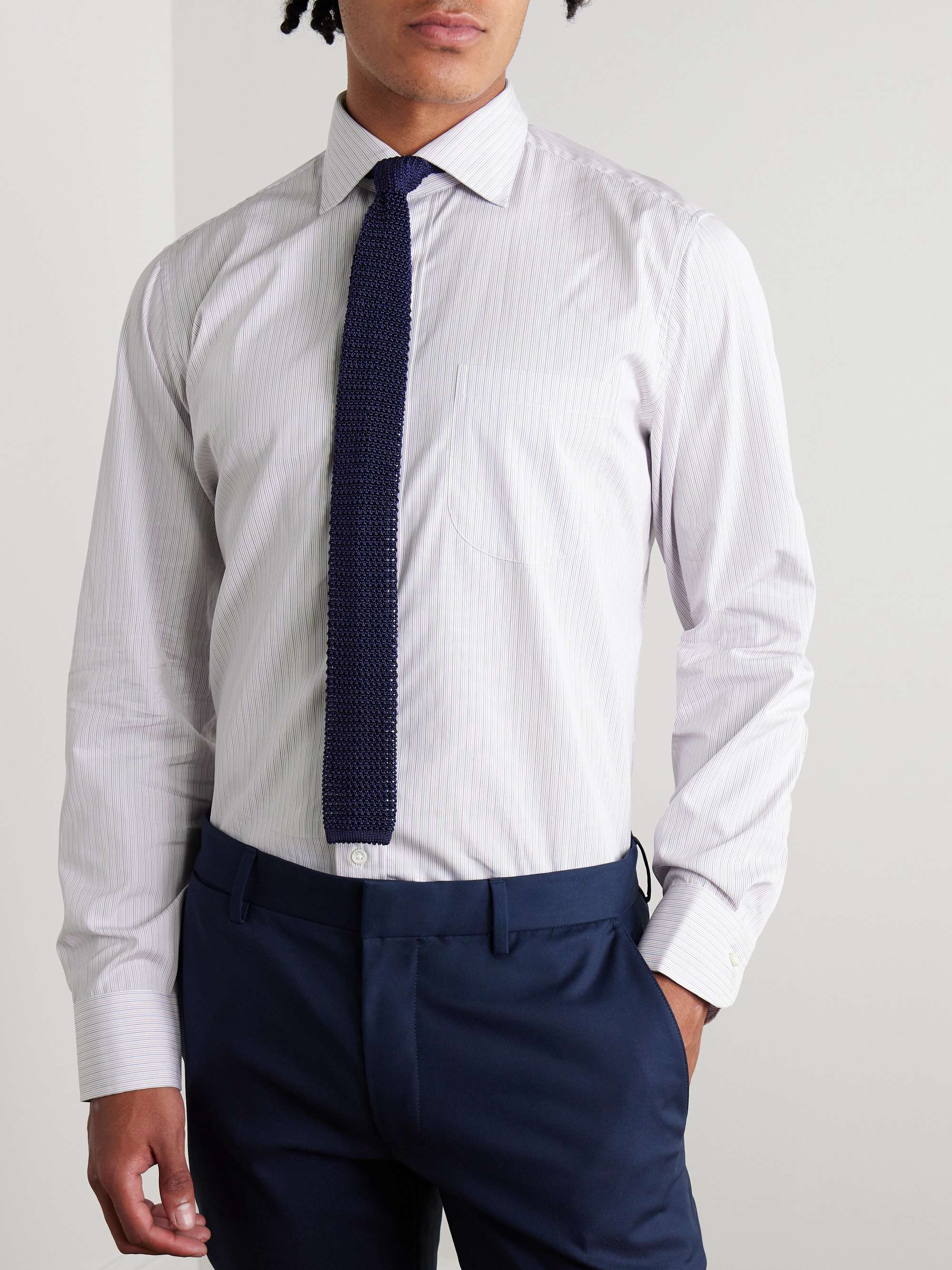 Slim-Fit Striped Cotton-Poplin Shirt view