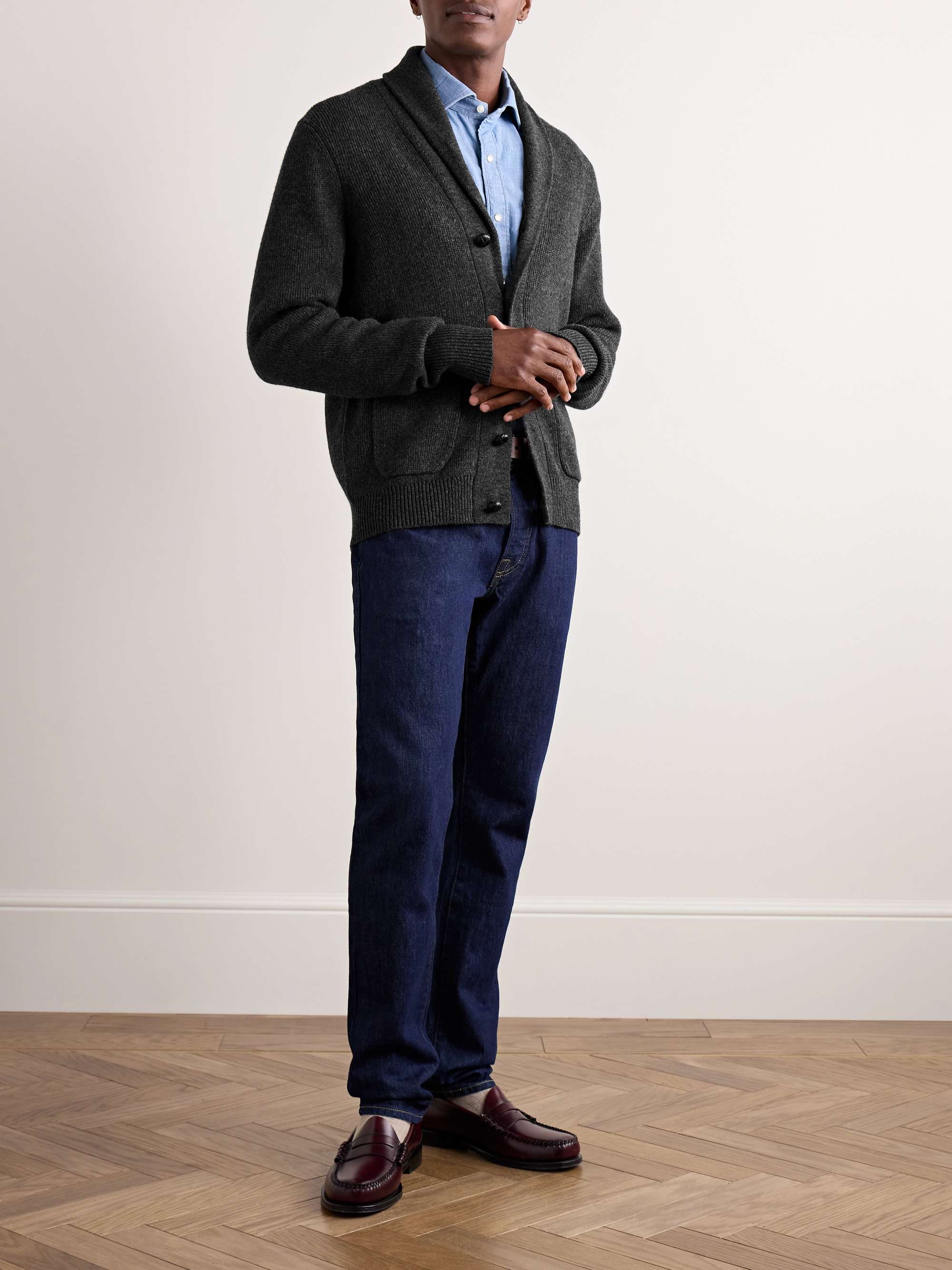 Shawl-Collar Wool-Blend Cardigan view
