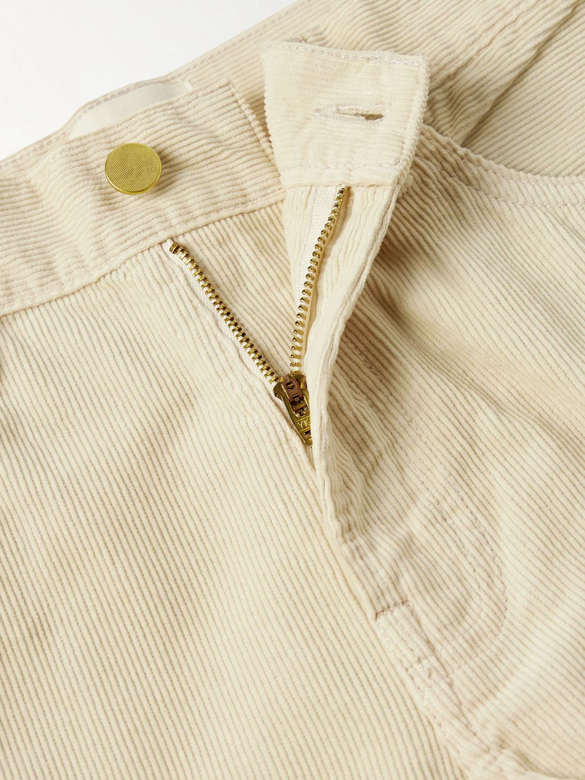 Slim-Fit Straight-Leg Garment-Dyed Cotton-Corduroy Trousers view