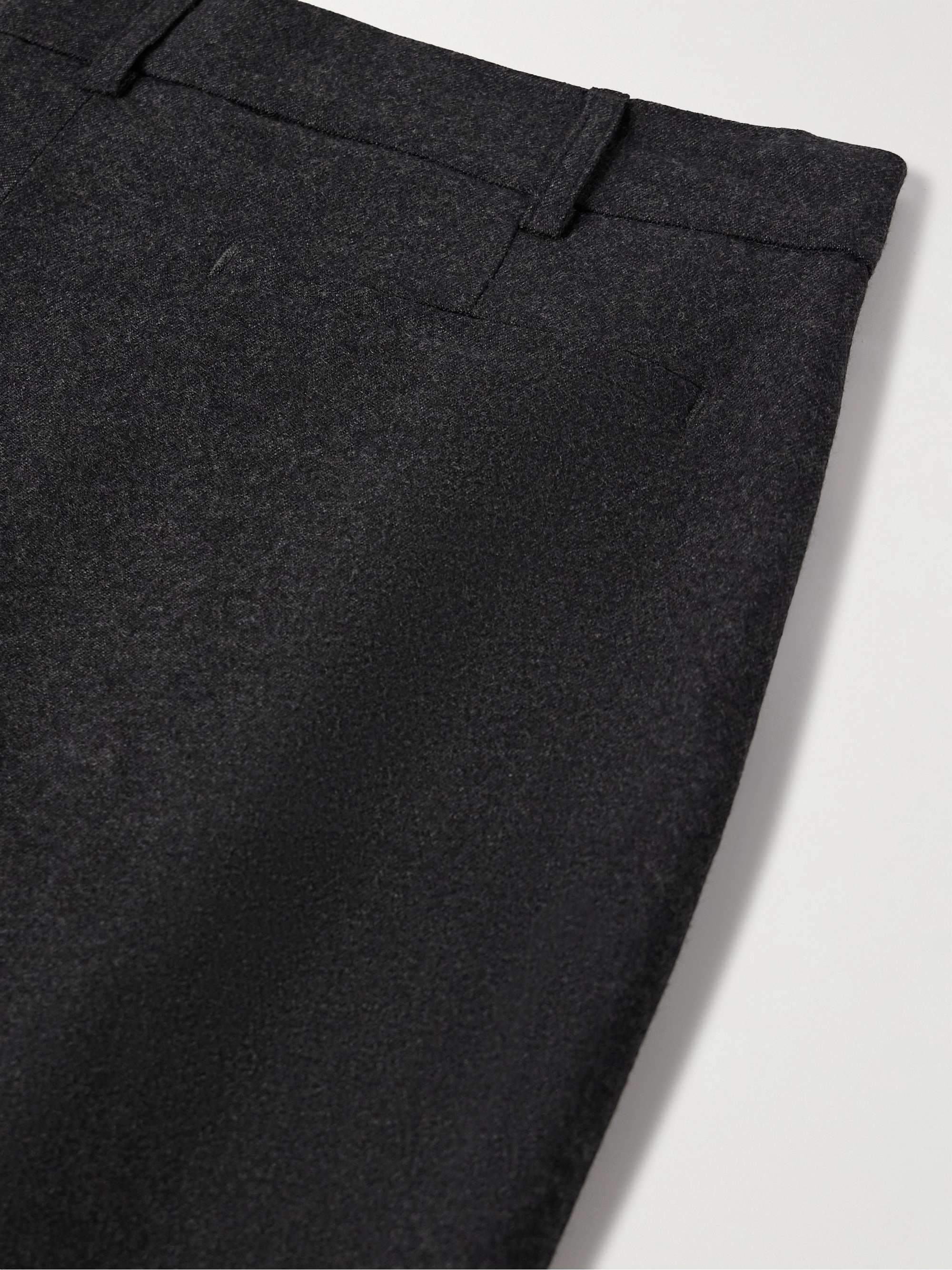 Slim-Fit Tapered Pleated Wool-Flannel Trousers view