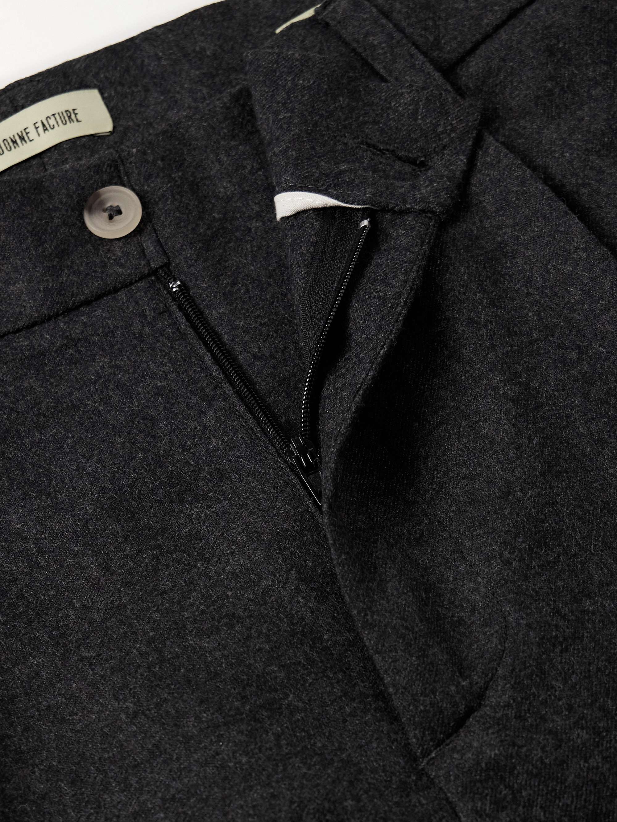 Slim-Fit Tapered Pleated Wool-Flannel Trousers view