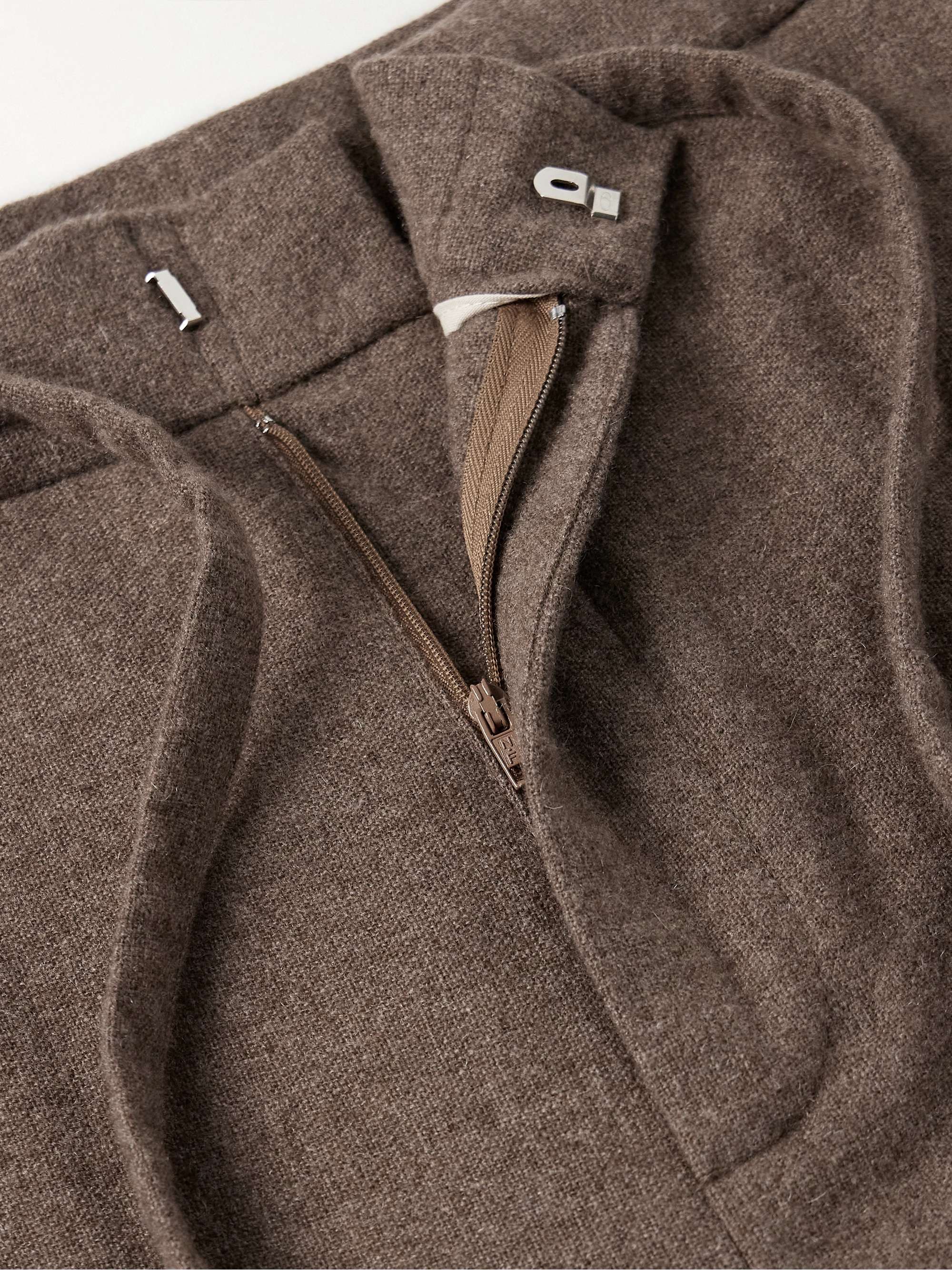 Slim-Fit Tapered Brushed-Wool Drawstring Trousers view