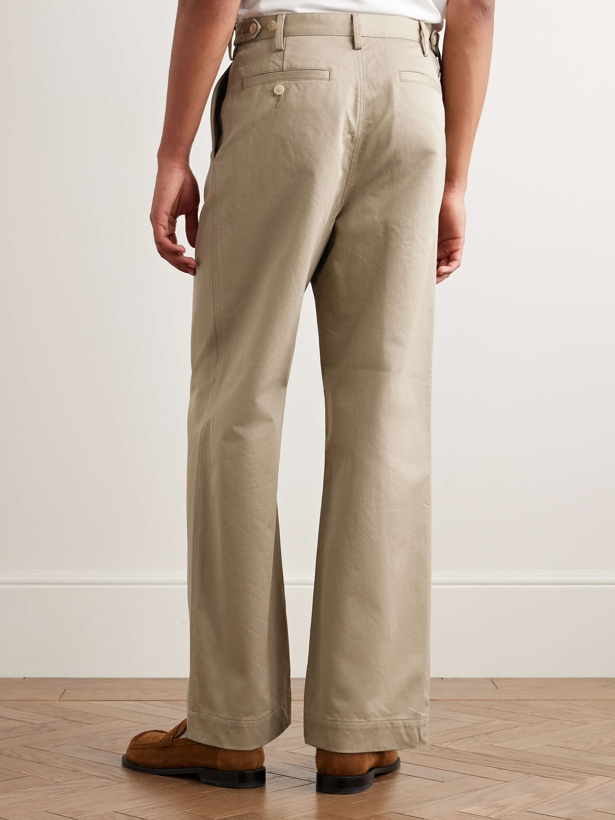 Finx Straight-Leg Pleated Cotton-Twill Trousers view