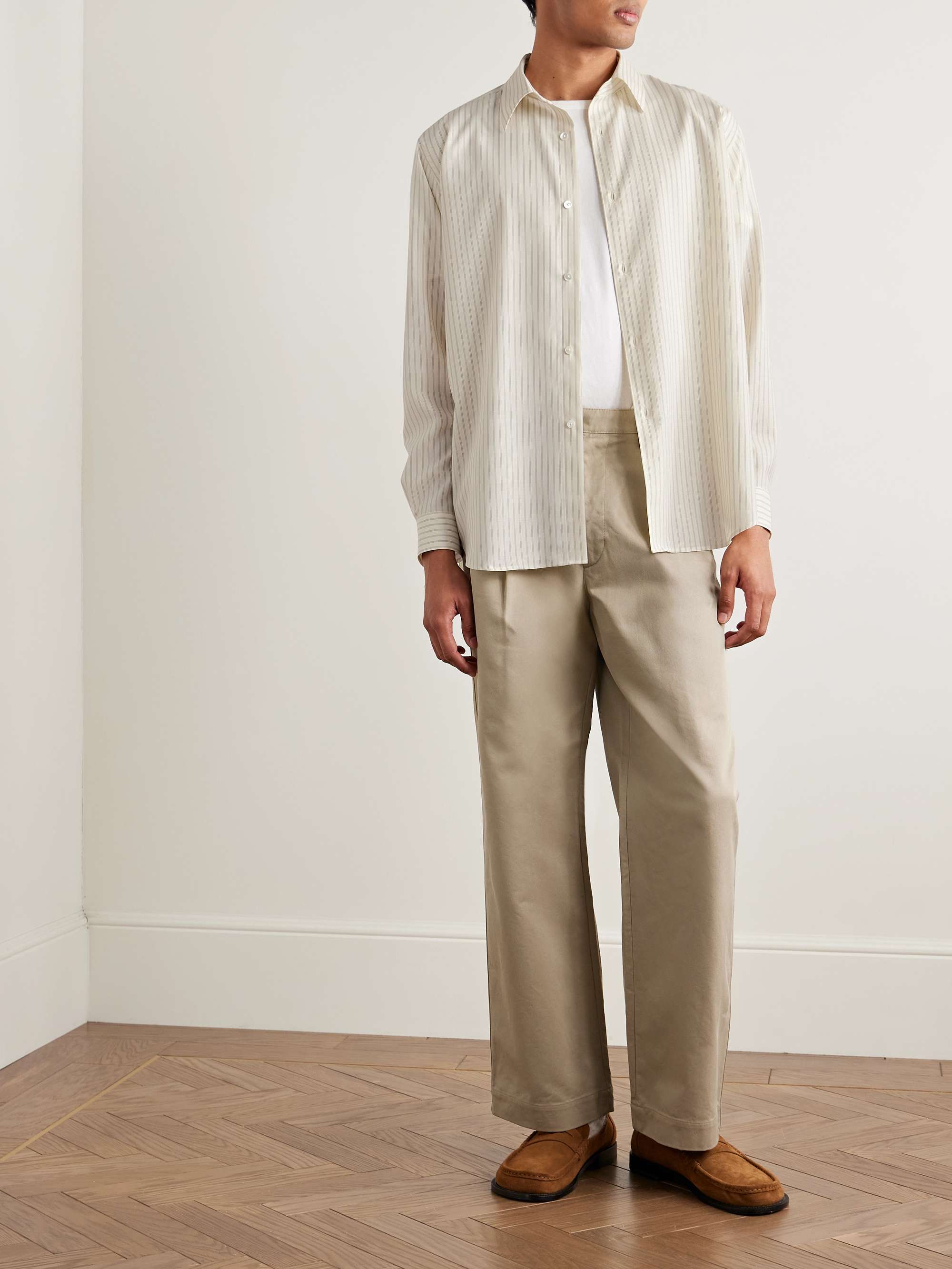 Finx Straight-Leg Pleated Cotton-Twill Trousers view