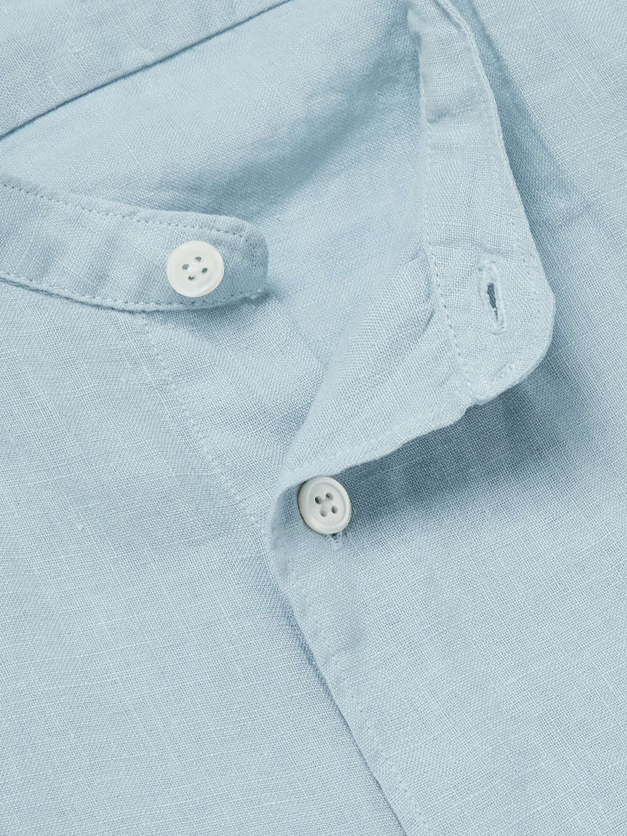 Premium Pat Grandad-Collar Linen Shirt view