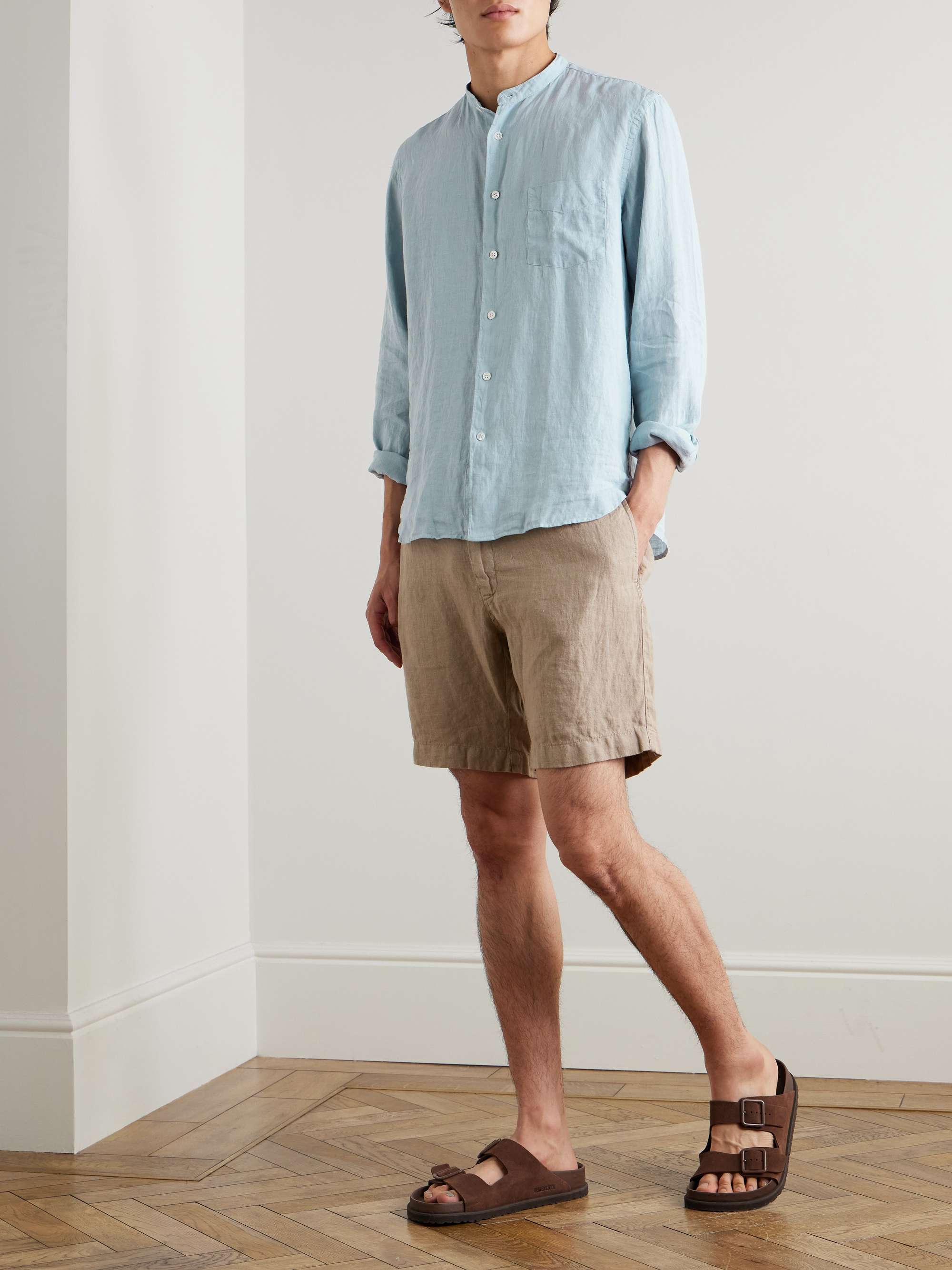Premium Pat Grandad-Collar Linen Shirt view