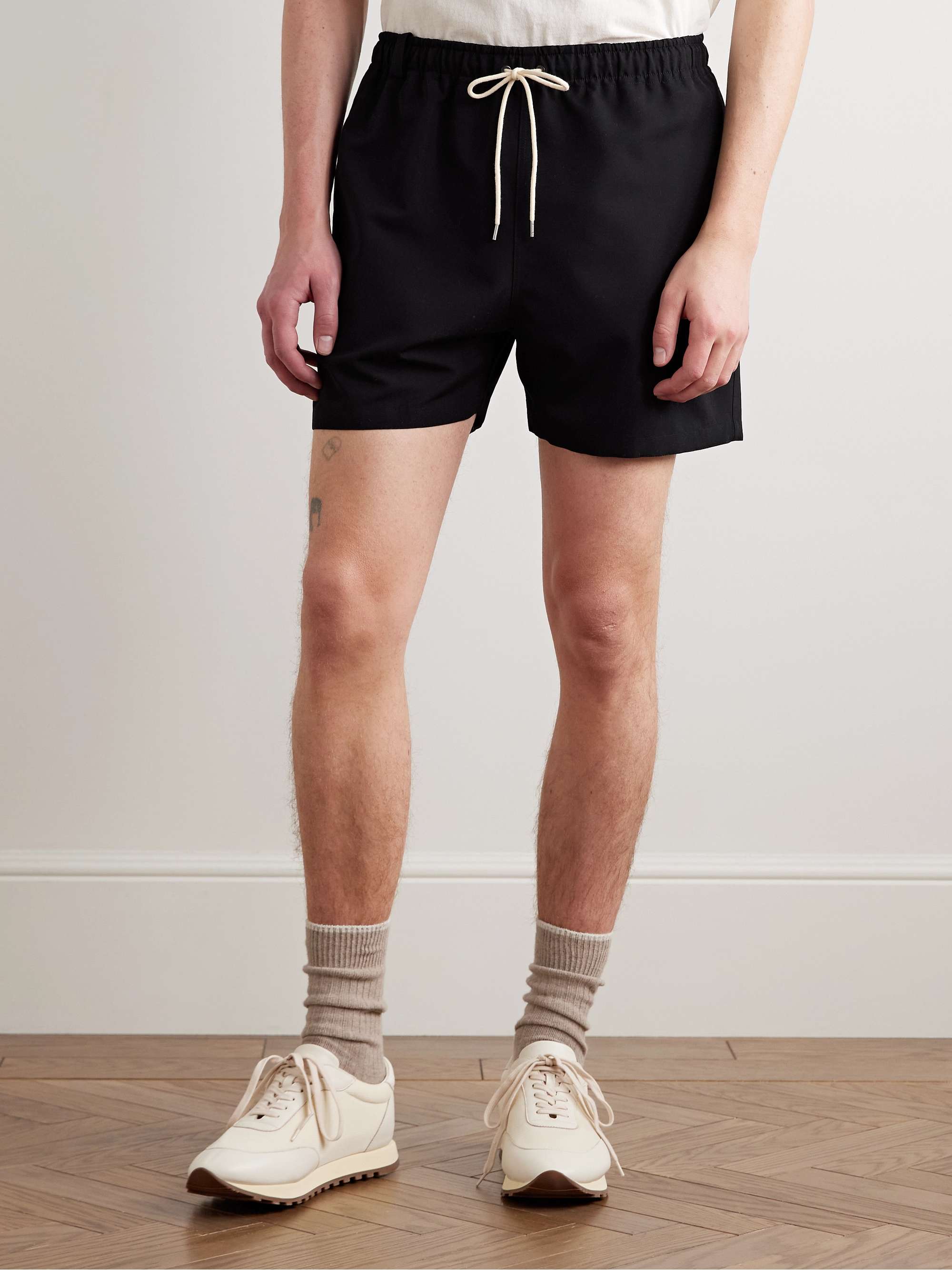 Straight-Leg Wool-Faille Drawstring Shorts view