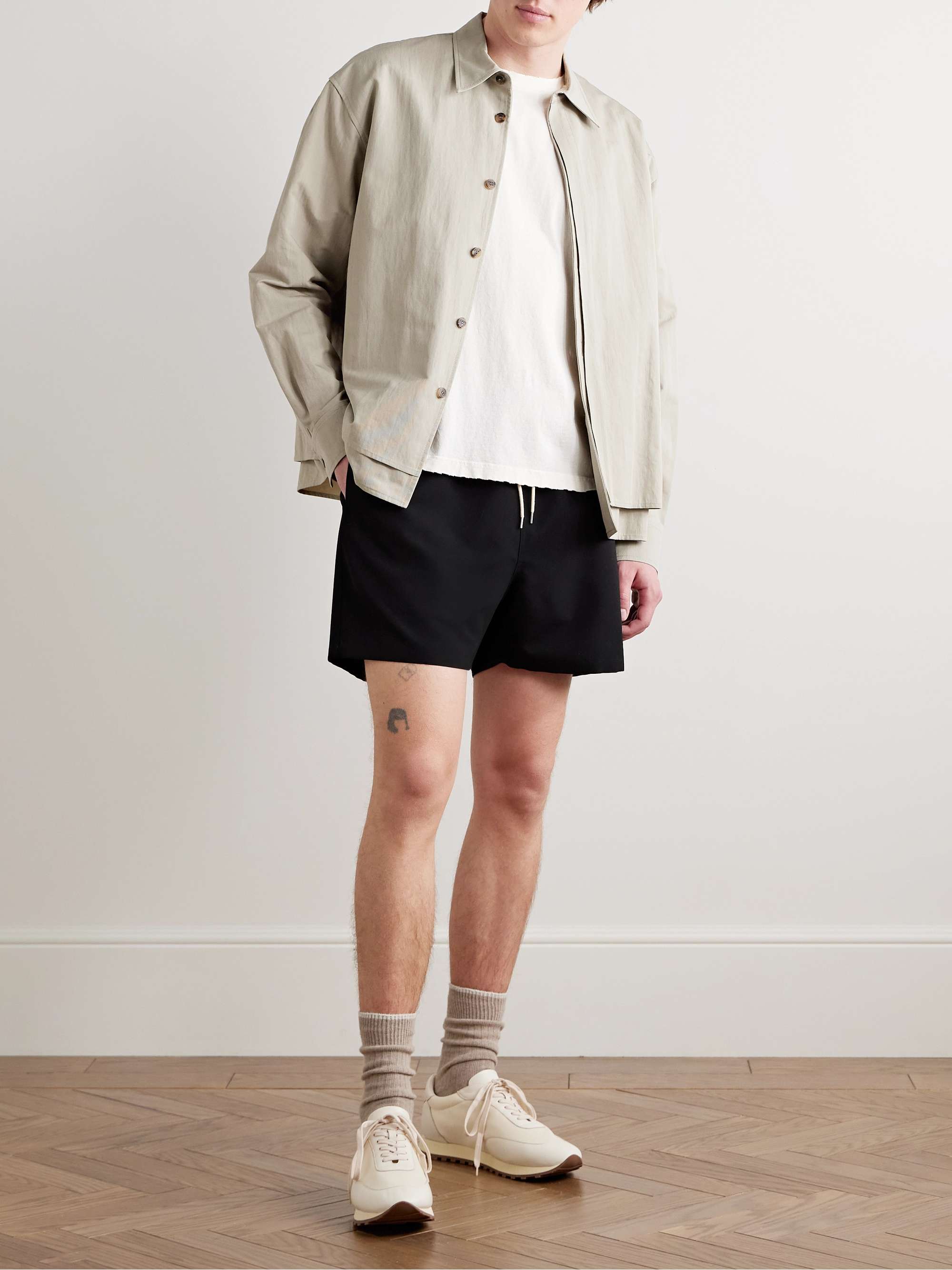 Straight-Leg Wool-Faille Drawstring Shorts view