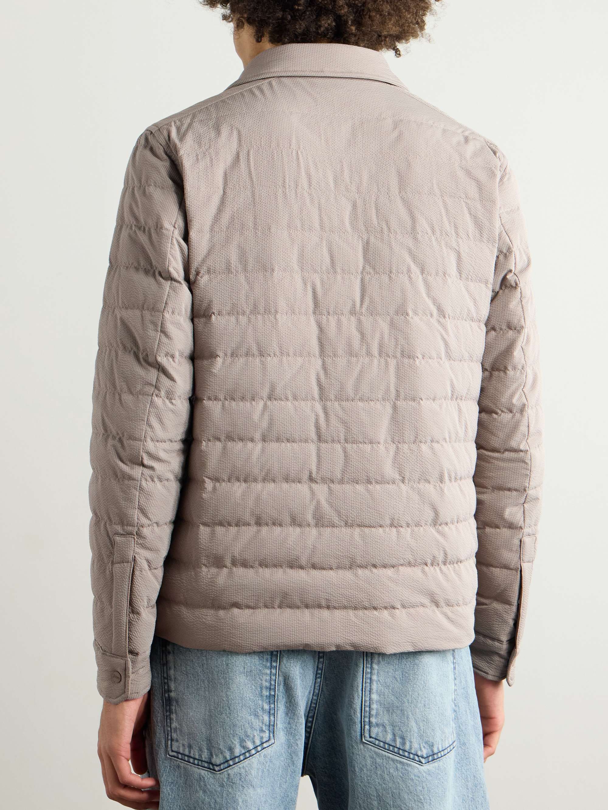 Quilted Striped Seersucker Down Jacket view