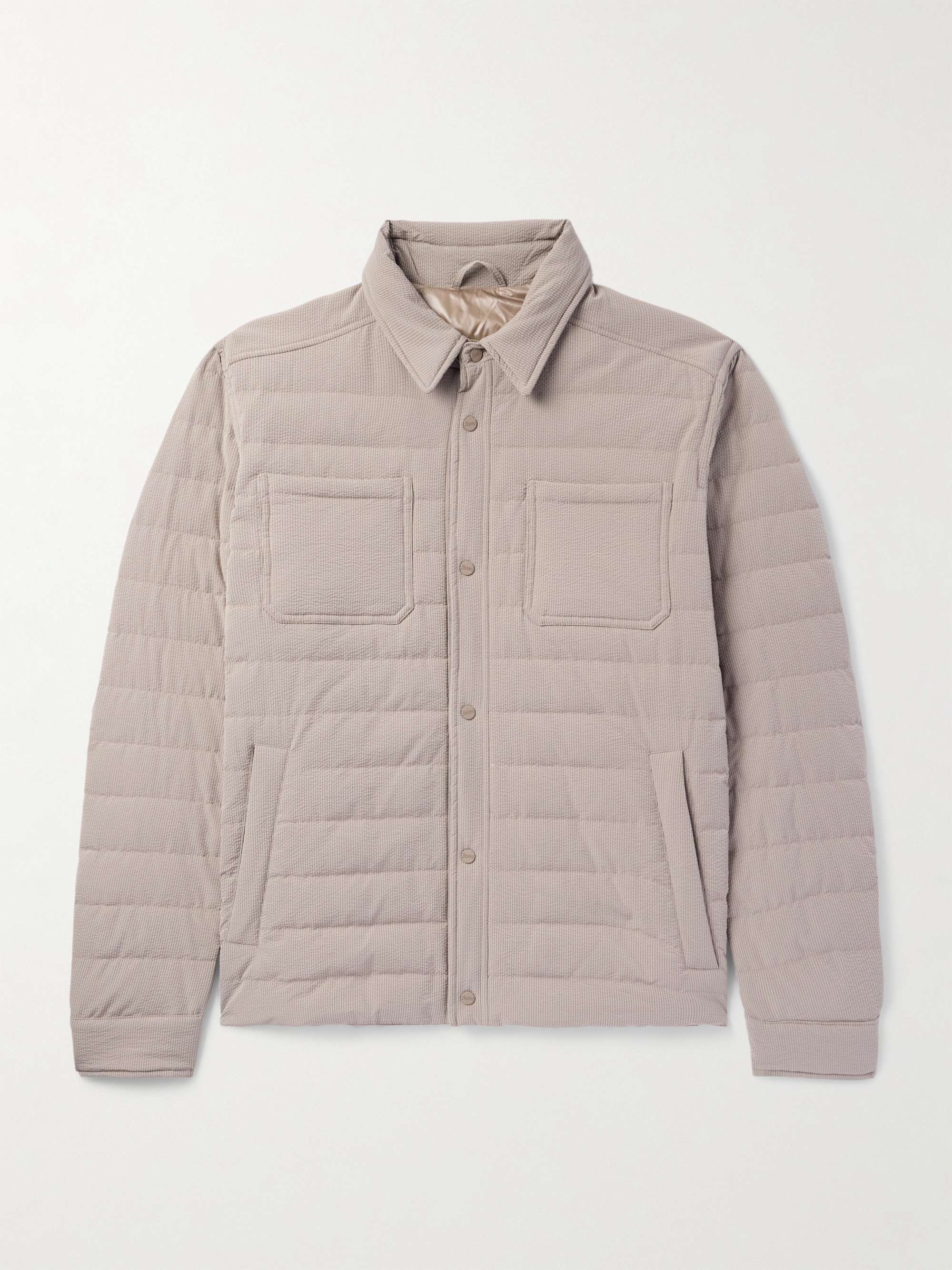 Quilted Striped Seersucker Down Jacket view