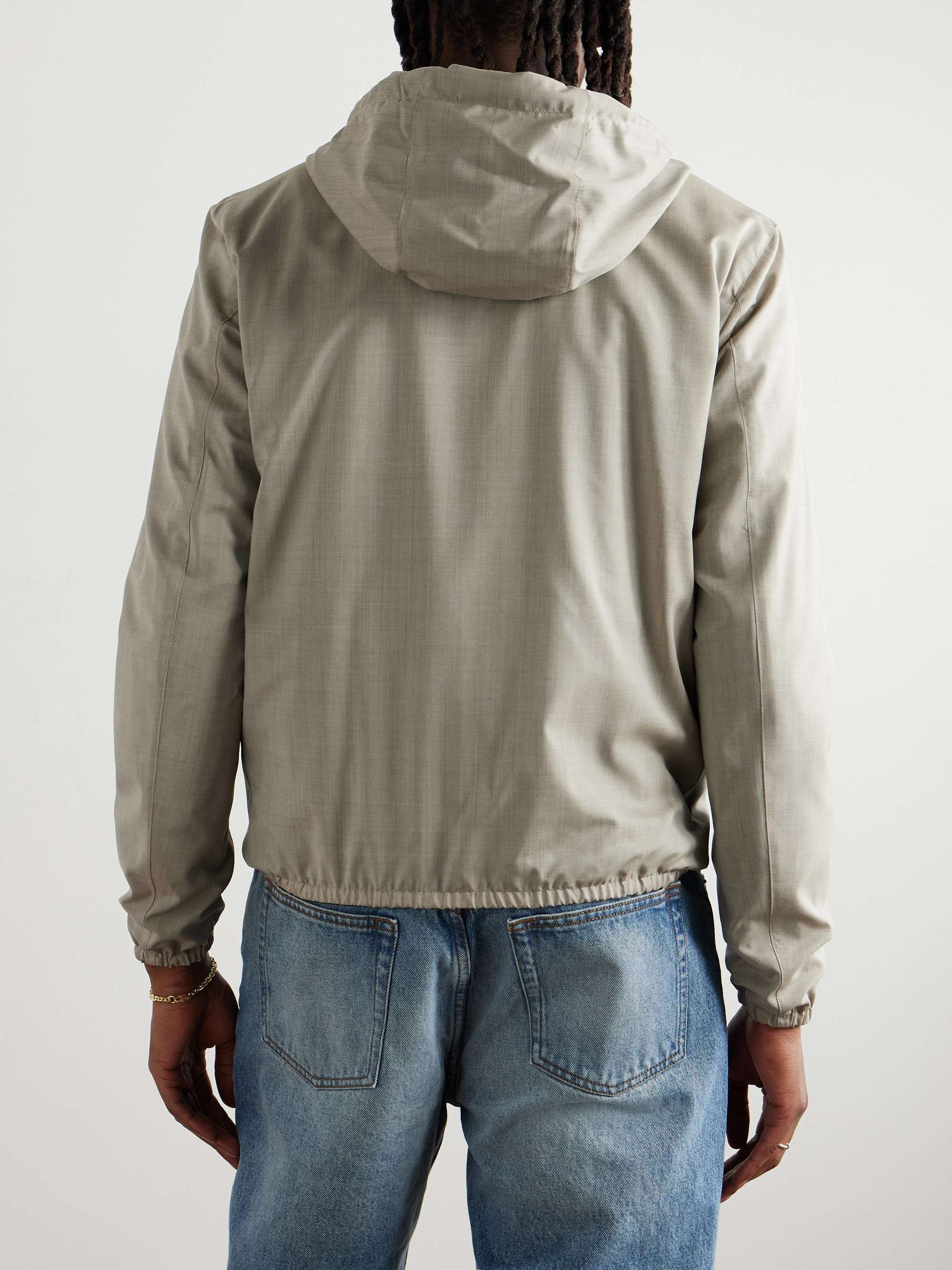 Reversible Virgin Wool and Silk-Blend and Shell Hooded Jacket view