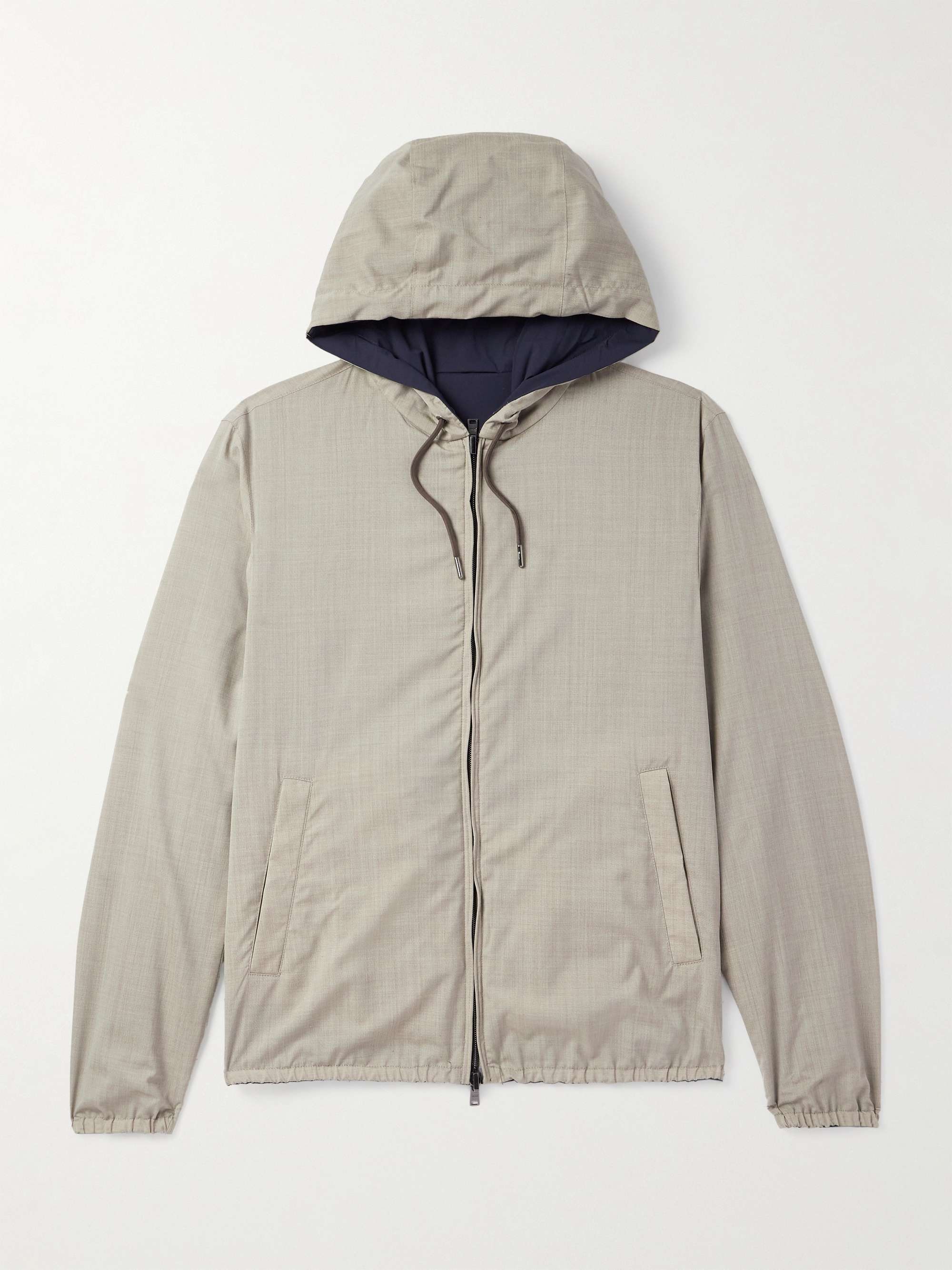 Reversible Virgin Wool and Silk-Blend and Shell Hooded Jacket view
