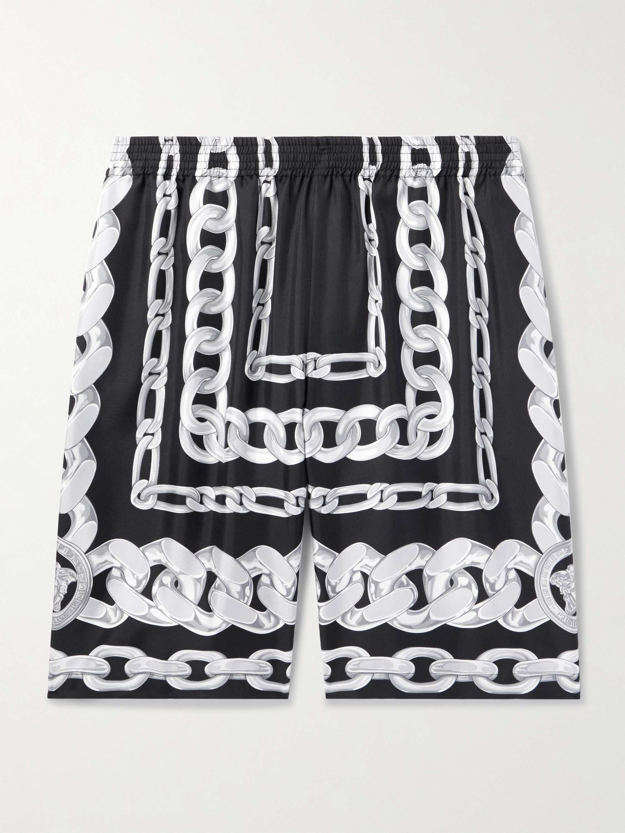 Medusa Wide-Leg Printed Silk-Twill Shorts view