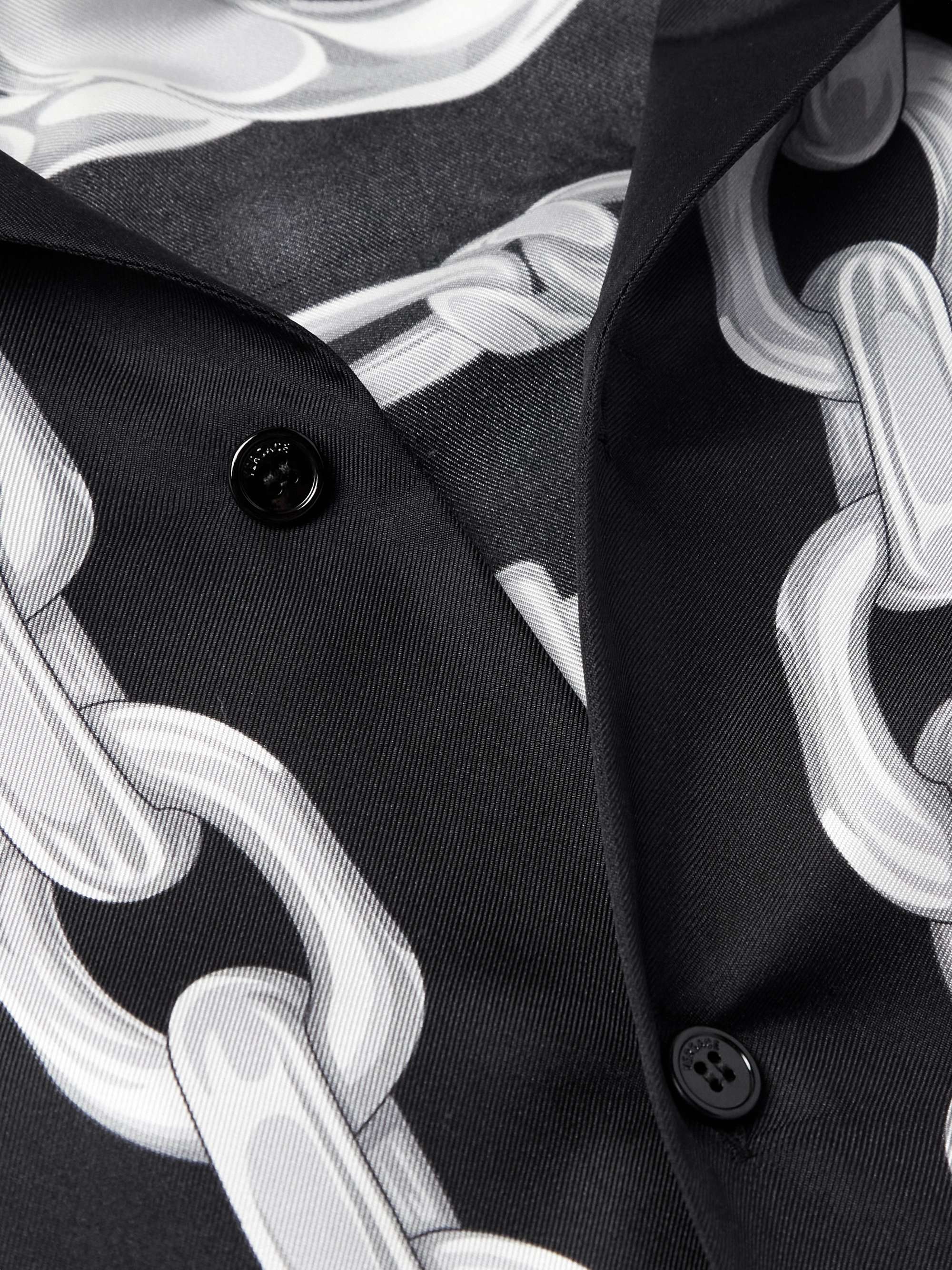 Medusa Camp-Collar Printed Silk-Twill Shirt view